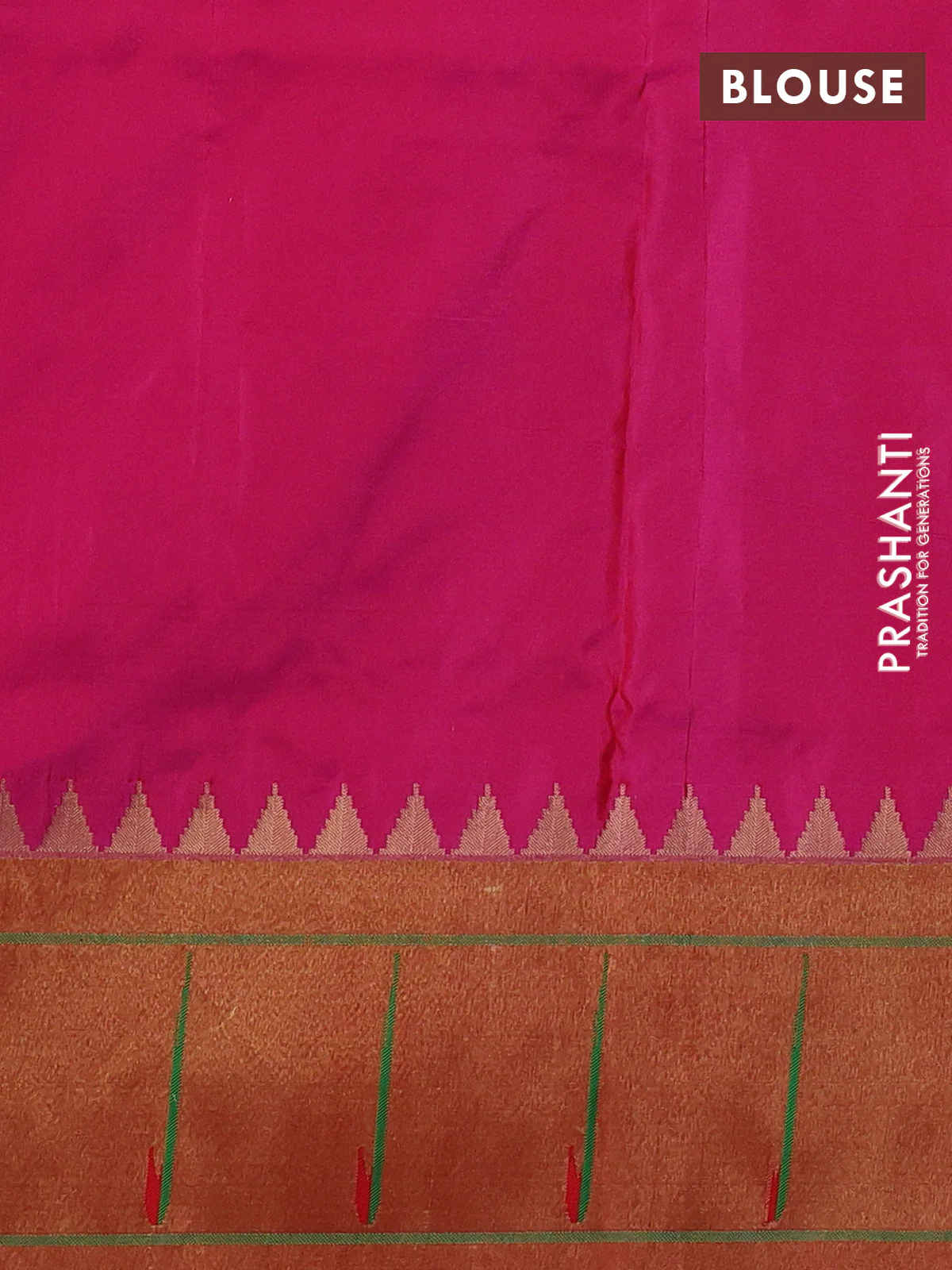 Pure paithani silk saree pink and red with allover peacock zari woven buttas and zari woven muniya butta border - Image 4