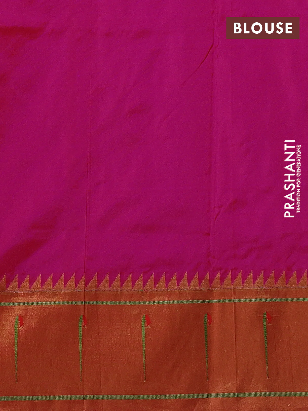 Pure paithani silk saree pink and red with allover zari woven buttas and zari woven muniya butta border - Image 4