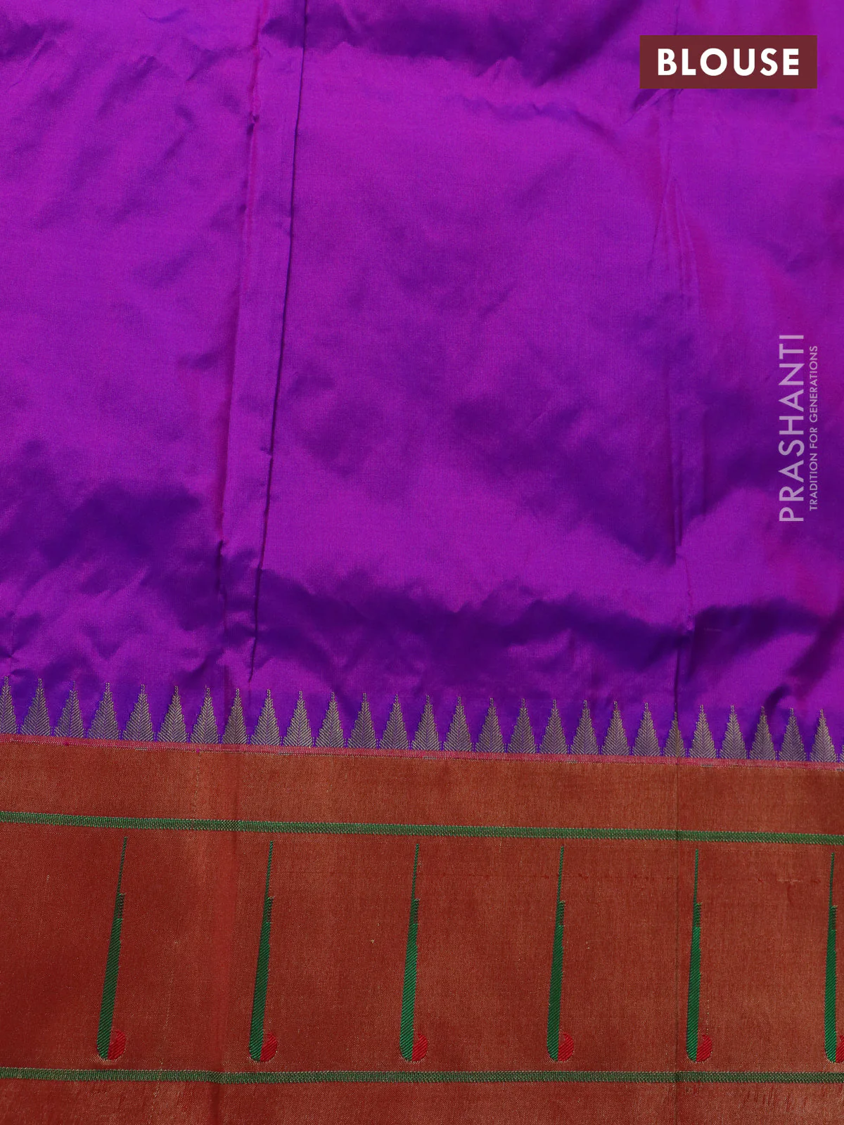 Pure paithani silk saree purple and red with allover peacock zari woven buttas and zari woven muniya butta border - Image 4