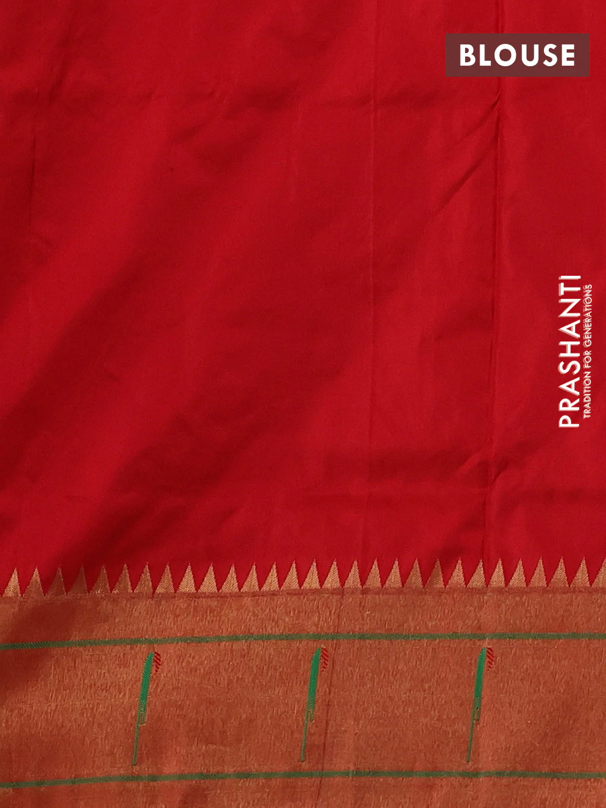 Pure paithani silk saree red with allover zari woven buttas and zari woven muniya butta border - Image 4