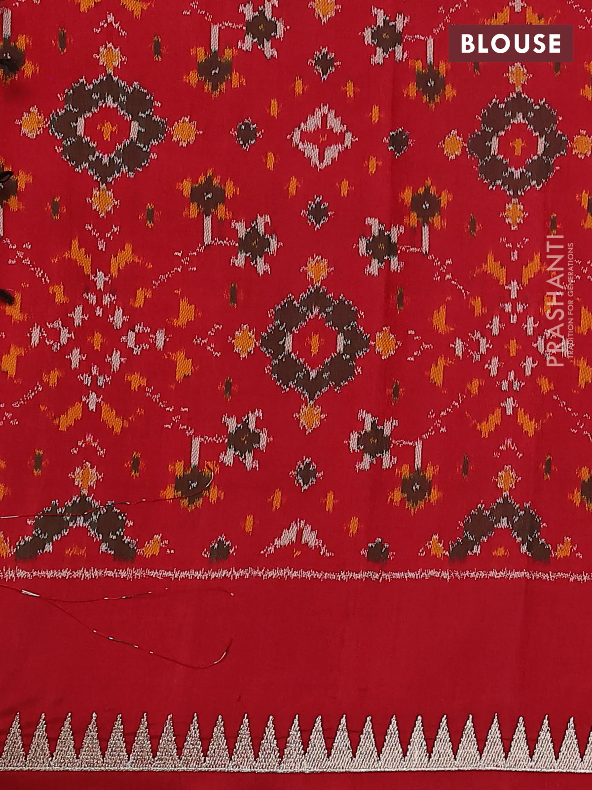 Pure raw silk saree black and red with allover embroidery buttas and embroidery butta zari border - Image 4