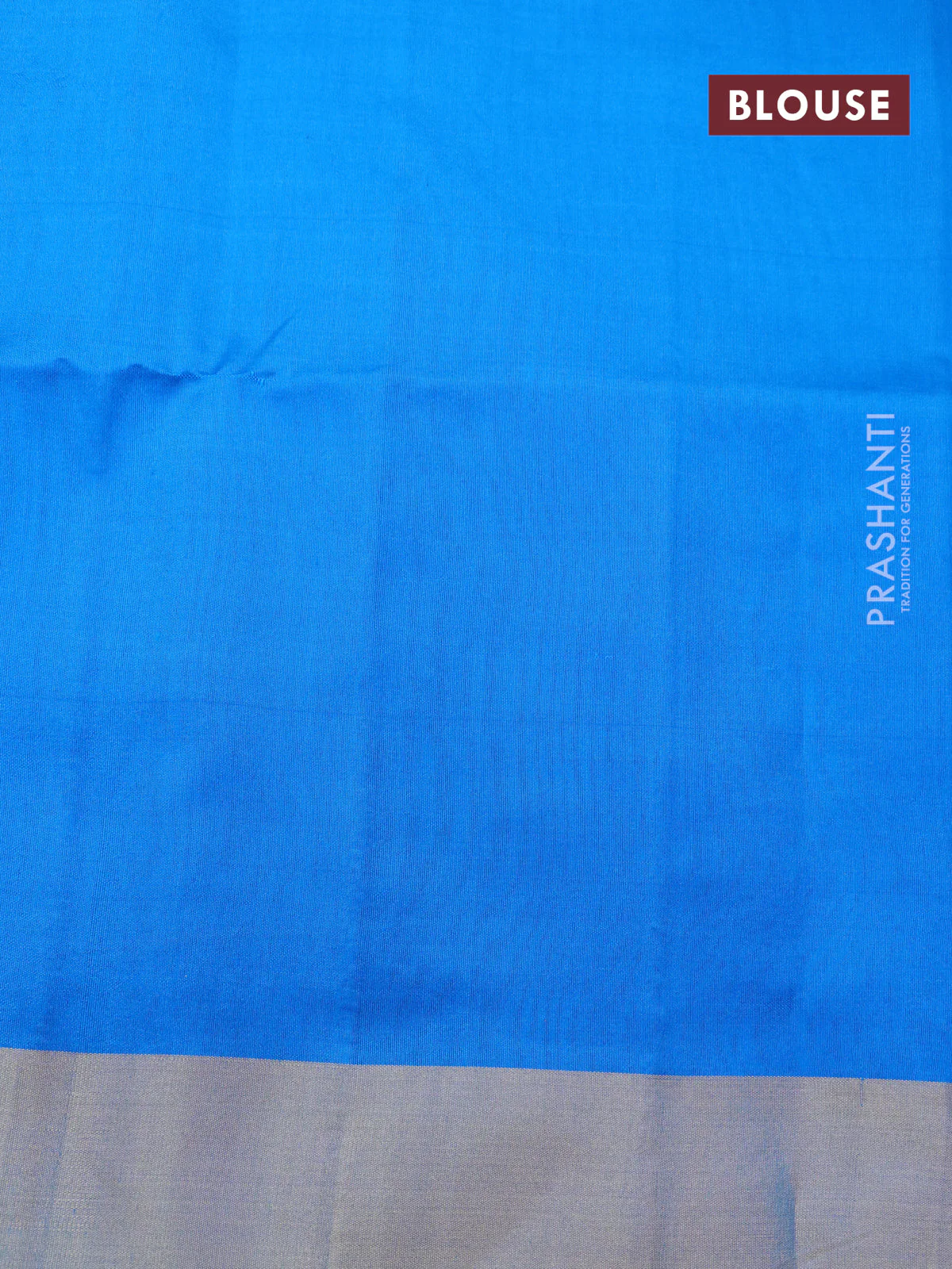 Pure raw silk saree cs blue and mustard yellow with silver & gold zari woven buttas and zari woven border - Image 4