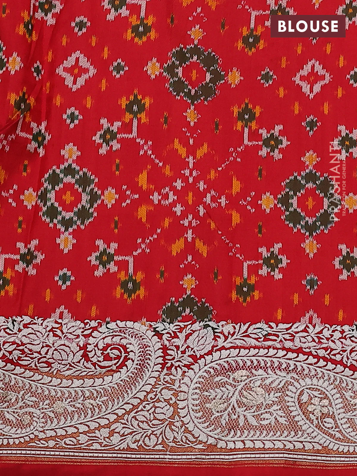 Pure raw silk saree mustard yellow with embroidery buttas and paisley embroidery border - Image 4