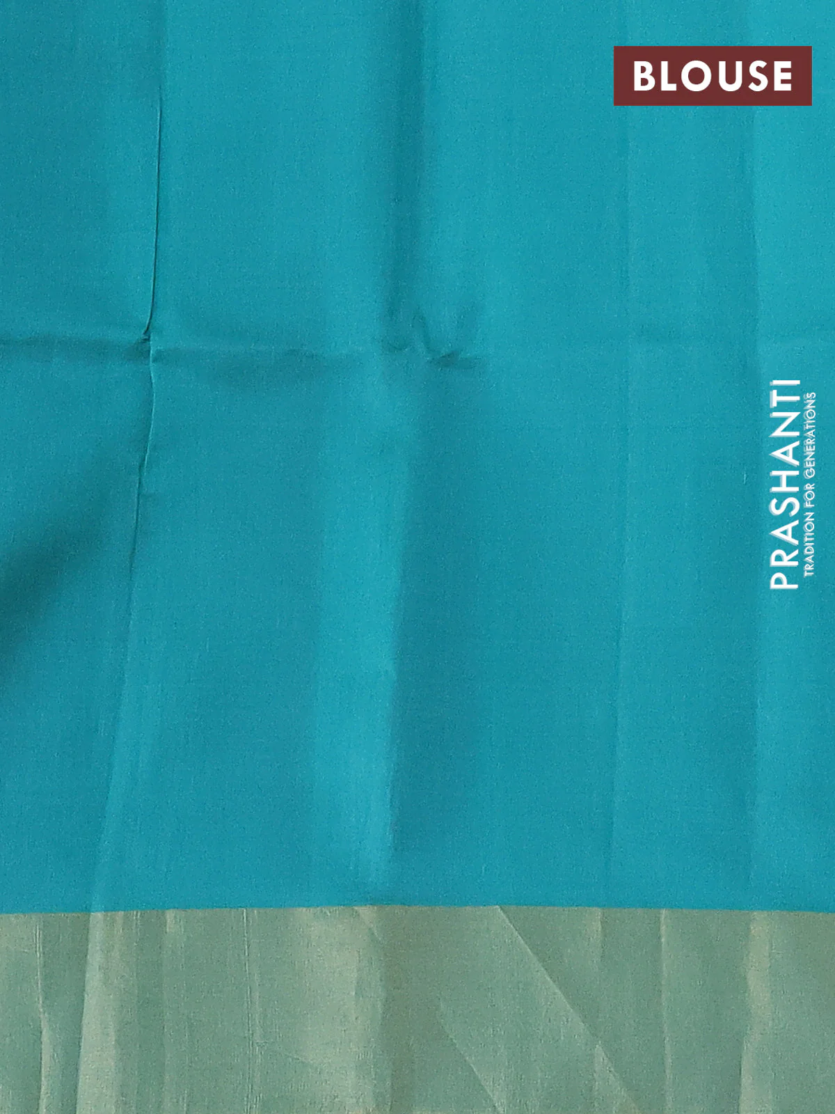 Pure raw silk saree pink and teal green with silver & gold zari woven buttas and zari woven border - Image 4