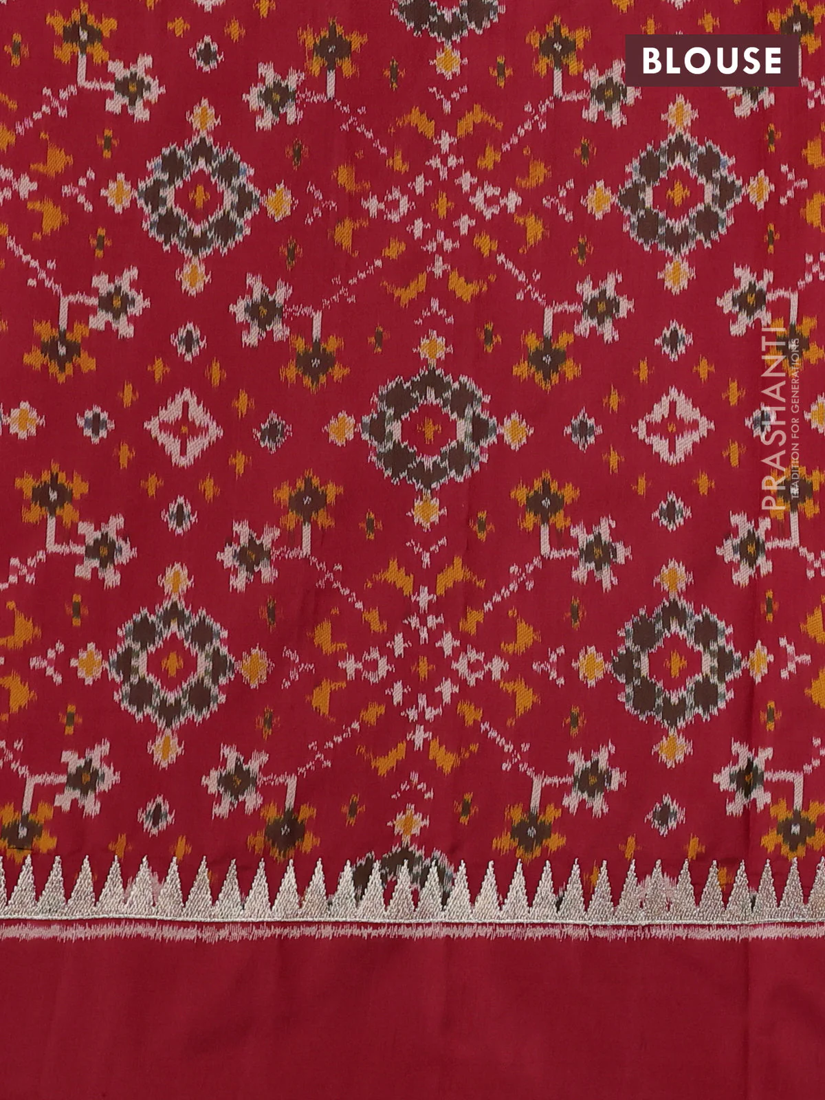 Pure raw silk saree red with embroidery buttas and embroidery butta zari border - Image 4