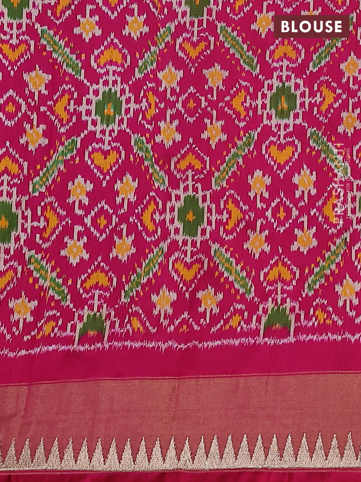 Pure raw silk saree violet and pink with allover embroidery buttas and embroidery butta zari border - Image 4