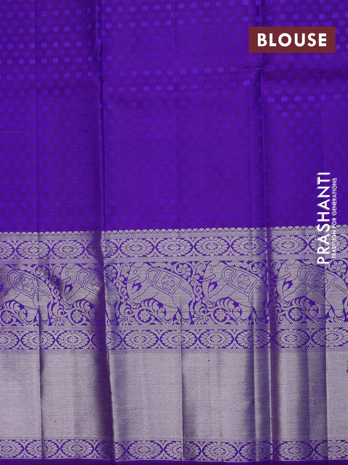 Pure silk kids lehenga mustard yellow and dual shade of blue with silver zari woven annam buttas and long silver zari woven border - Image 2