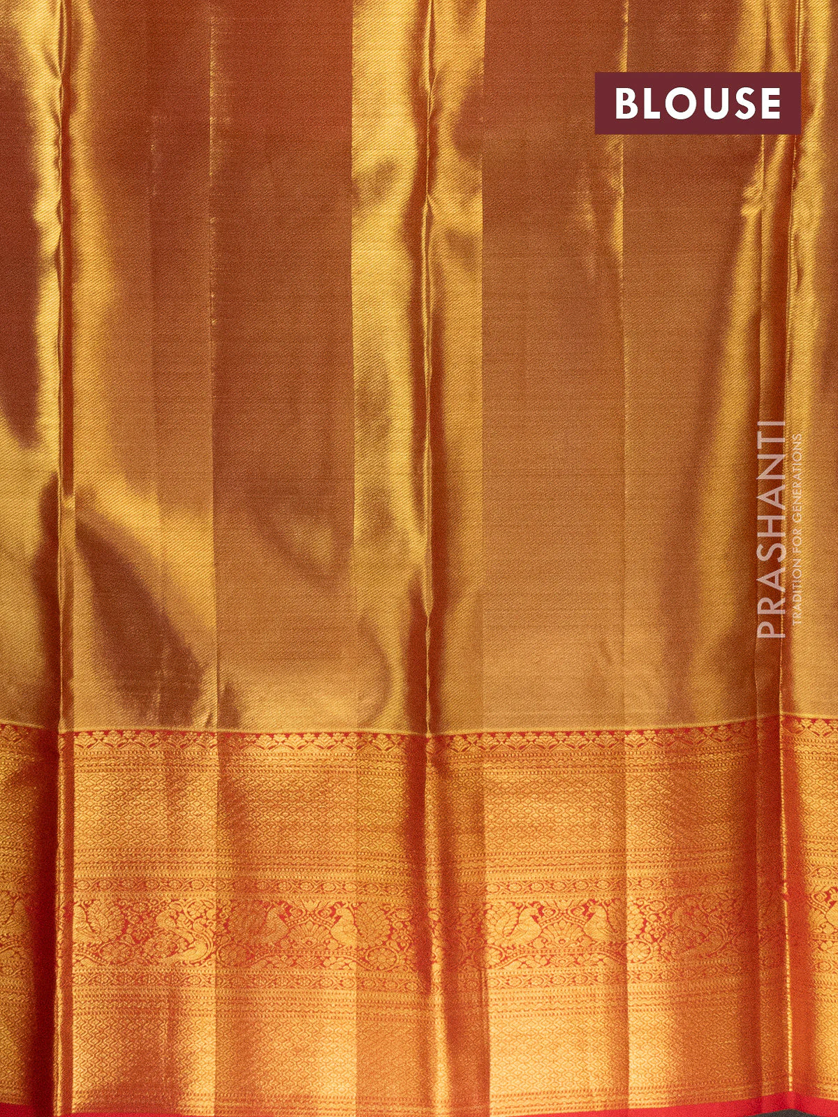 Pure silk tissue lehenga dhawani dual shade of green and red with allover zari woven brocade weaves and long rich zari woven border - Image 2