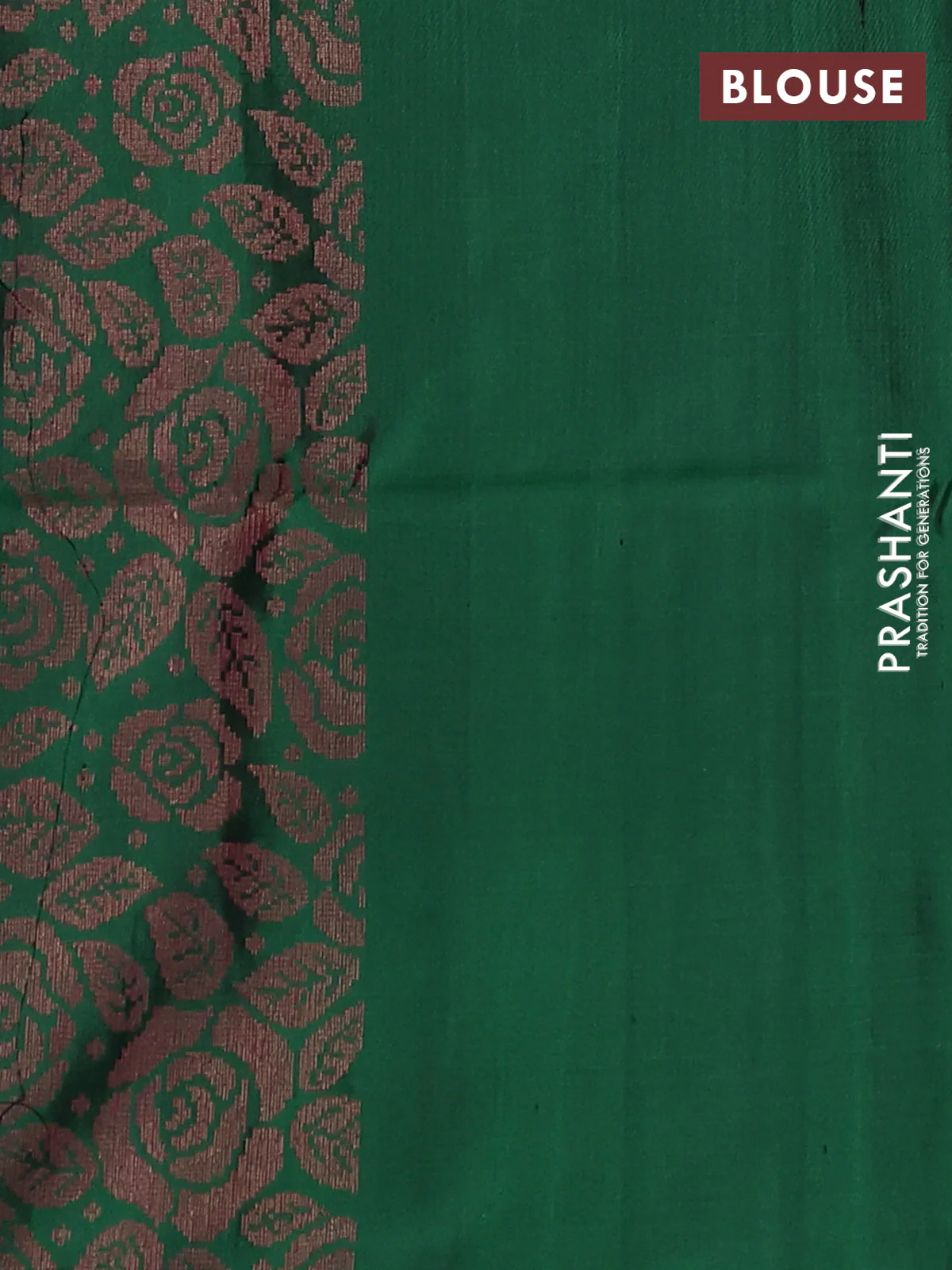 Pure soft silk saree bottle green with allover thread & zari woven buttas and thread & zari woven border - Image 4