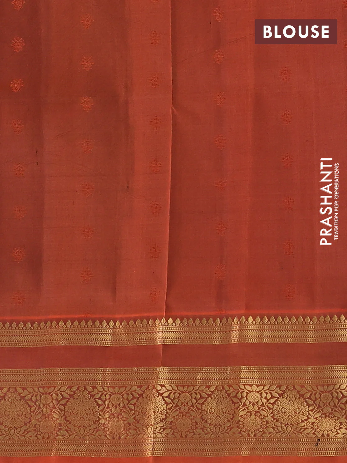 Pure soft silk saree coffee brown and rustic orange with allover zari woven buttas and zari woven border - Image 3