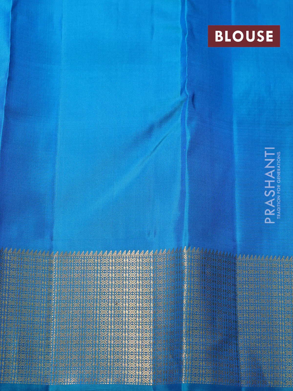 Pure soft silk saree cs blue with allover zari brocade weaves and zari woven border - Image 4