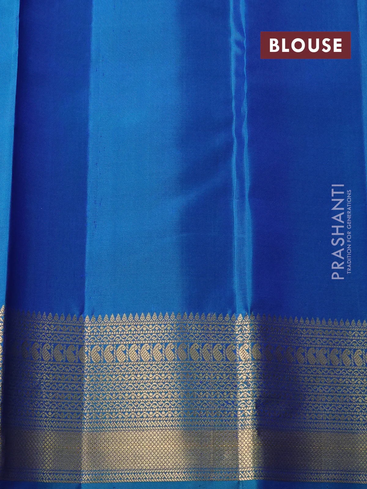 Pure soft silk saree cs blue with allover zari woven buttas and zari woven border - Image 4