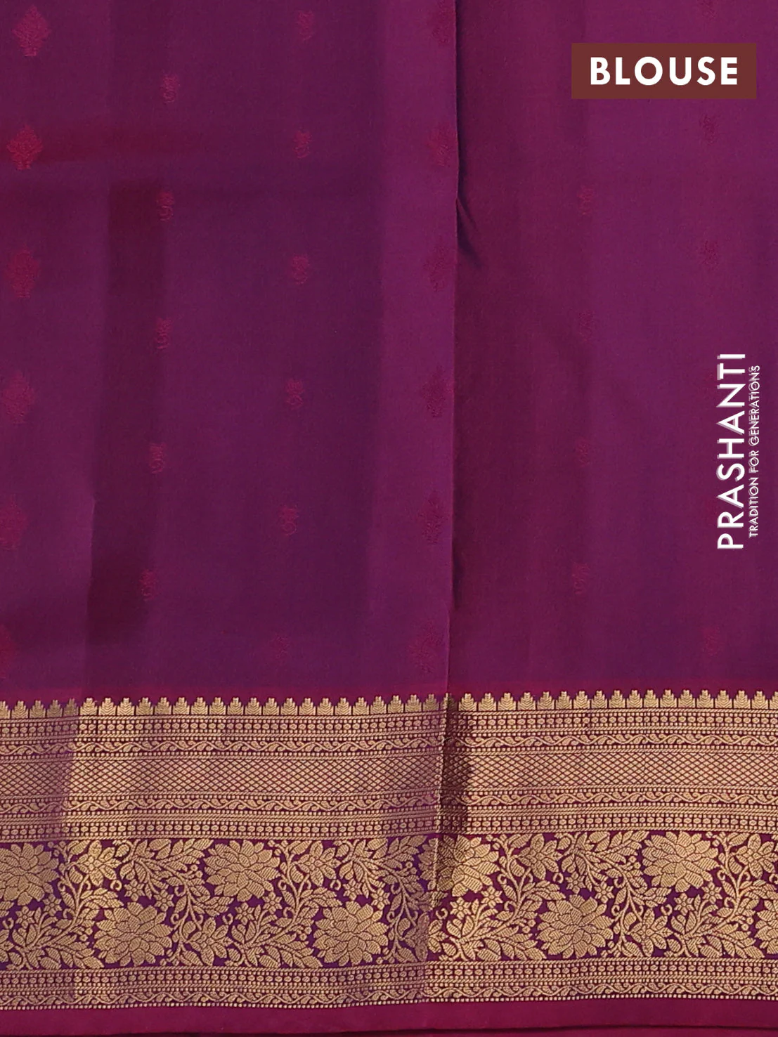 Pure soft silk saree dark blue and dual shade of magenta pink with allover zari woven buttas and zari woven floral border - Image 3