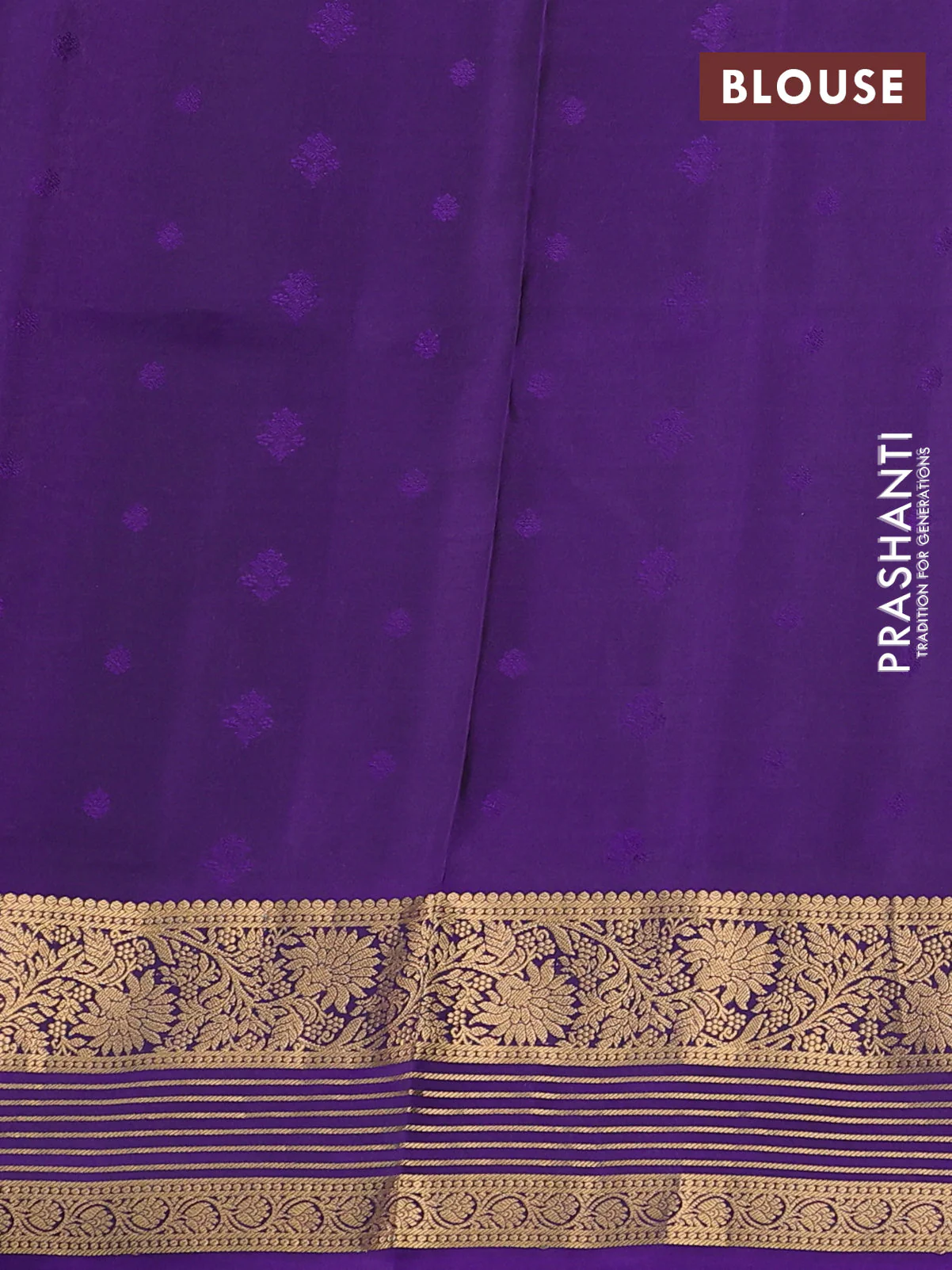 Pure soft silk saree dark magenta pink and violet with allover zari woven buttas and rich zari woven border - Image 3
