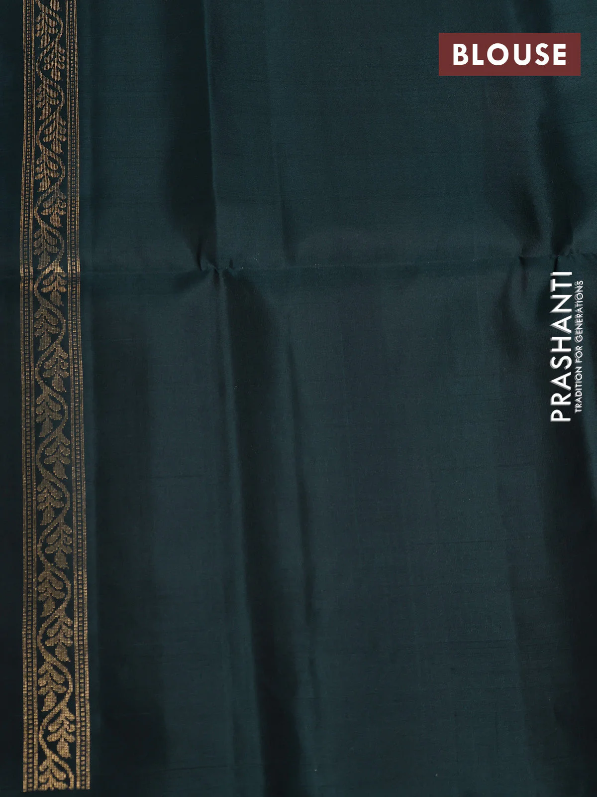 Pure soft silk saree dark peacock green with zari woven buttas and long zari woven butta border - Image 4