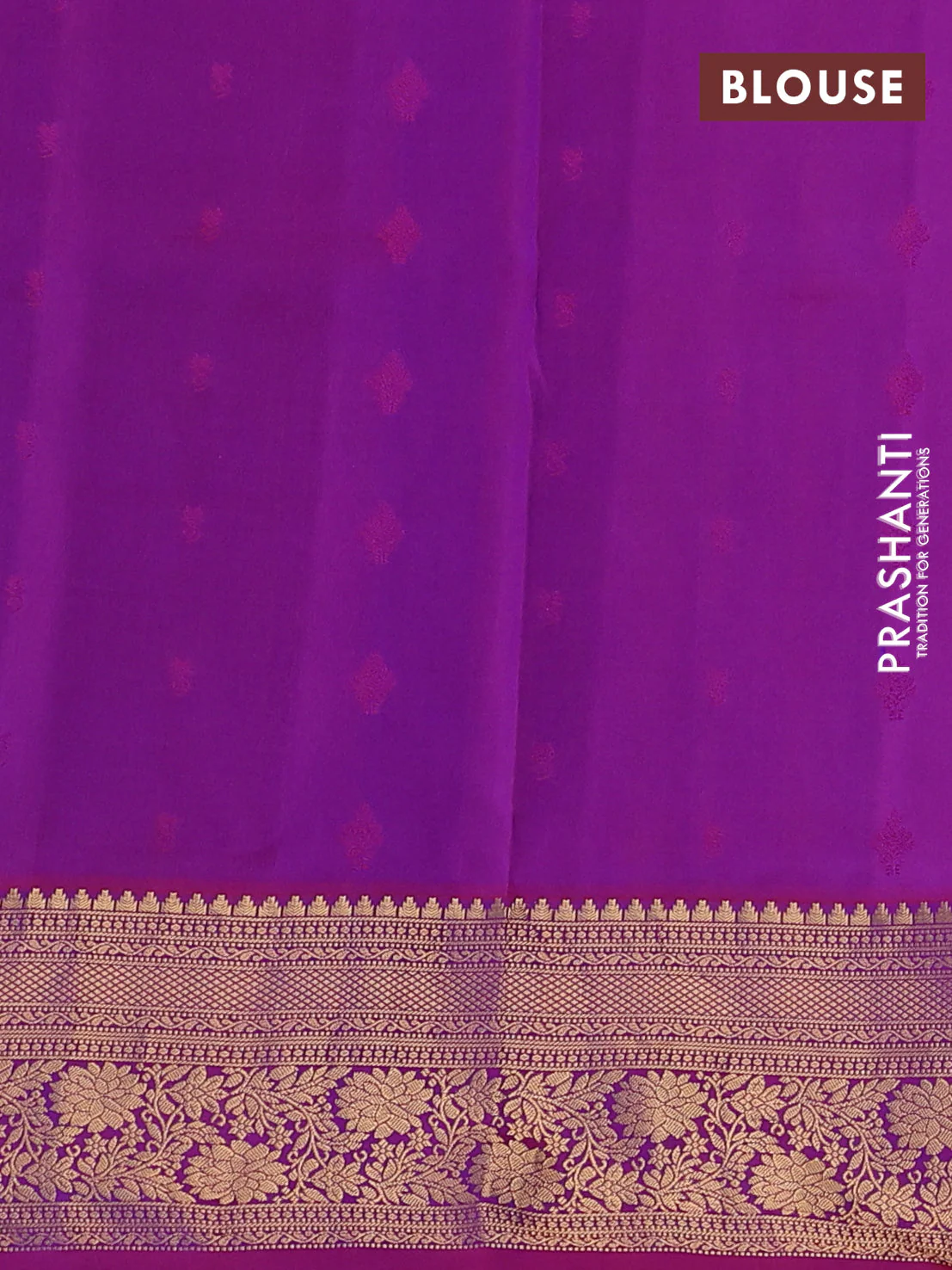 Pure soft silk saree dual shade of bluish green and dual shade of purple with allover zari woven buttas and zari woven floral border - Image 3