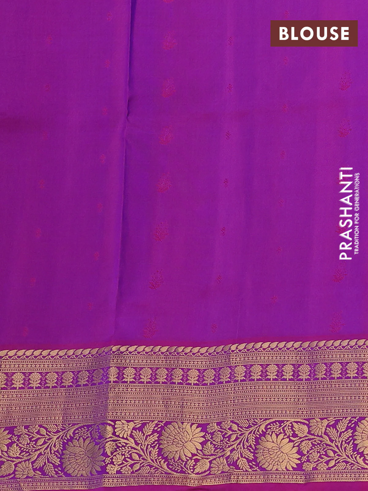 Pure soft silk saree dual shade of cs blue and magenta pink with allover zari woven buttas and rich zari woven border - Image 3