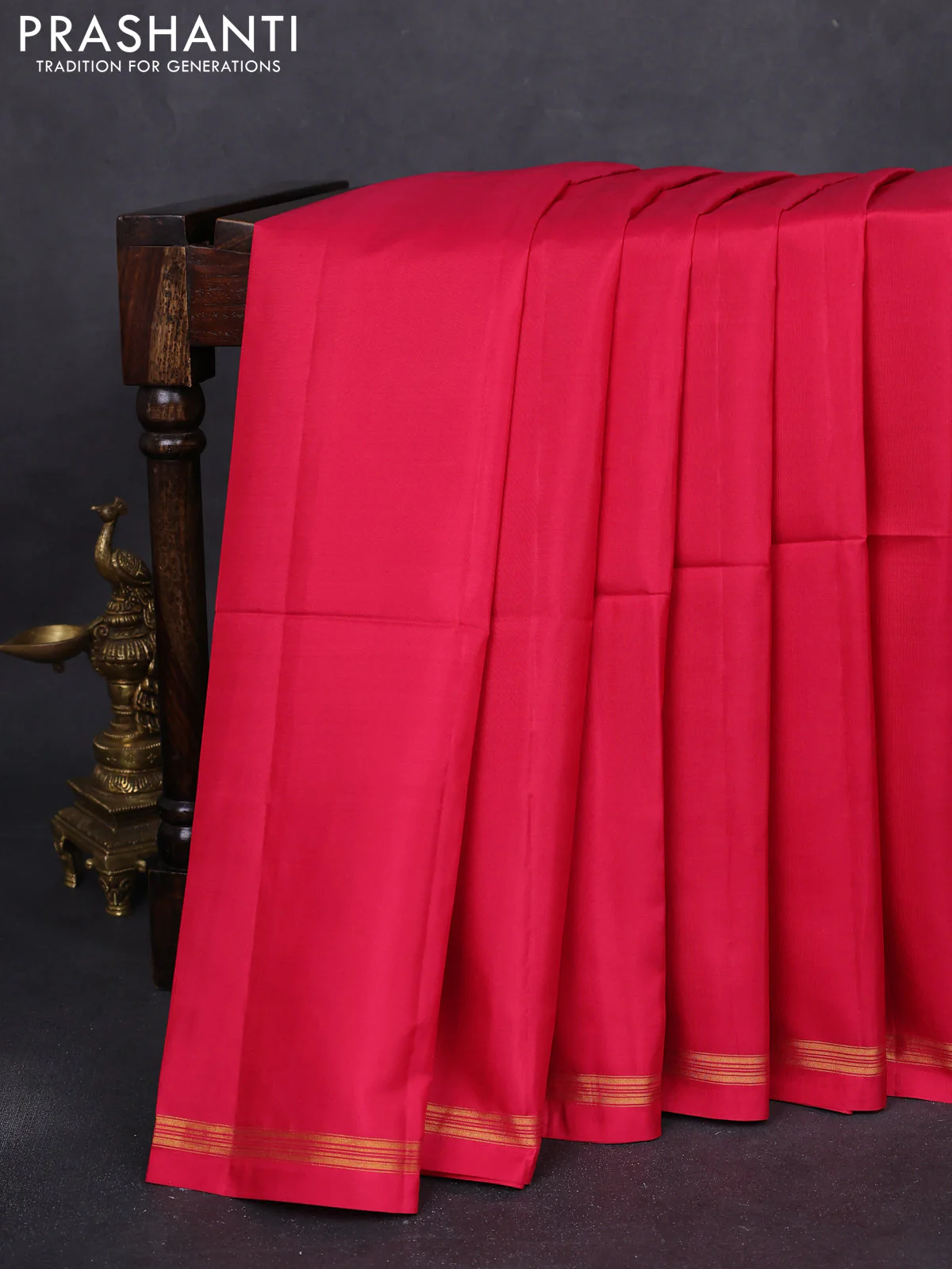 Pure soft silk saree dual shade of pink and yellow with plain body and kalamkari hand painted pallu - Image 2