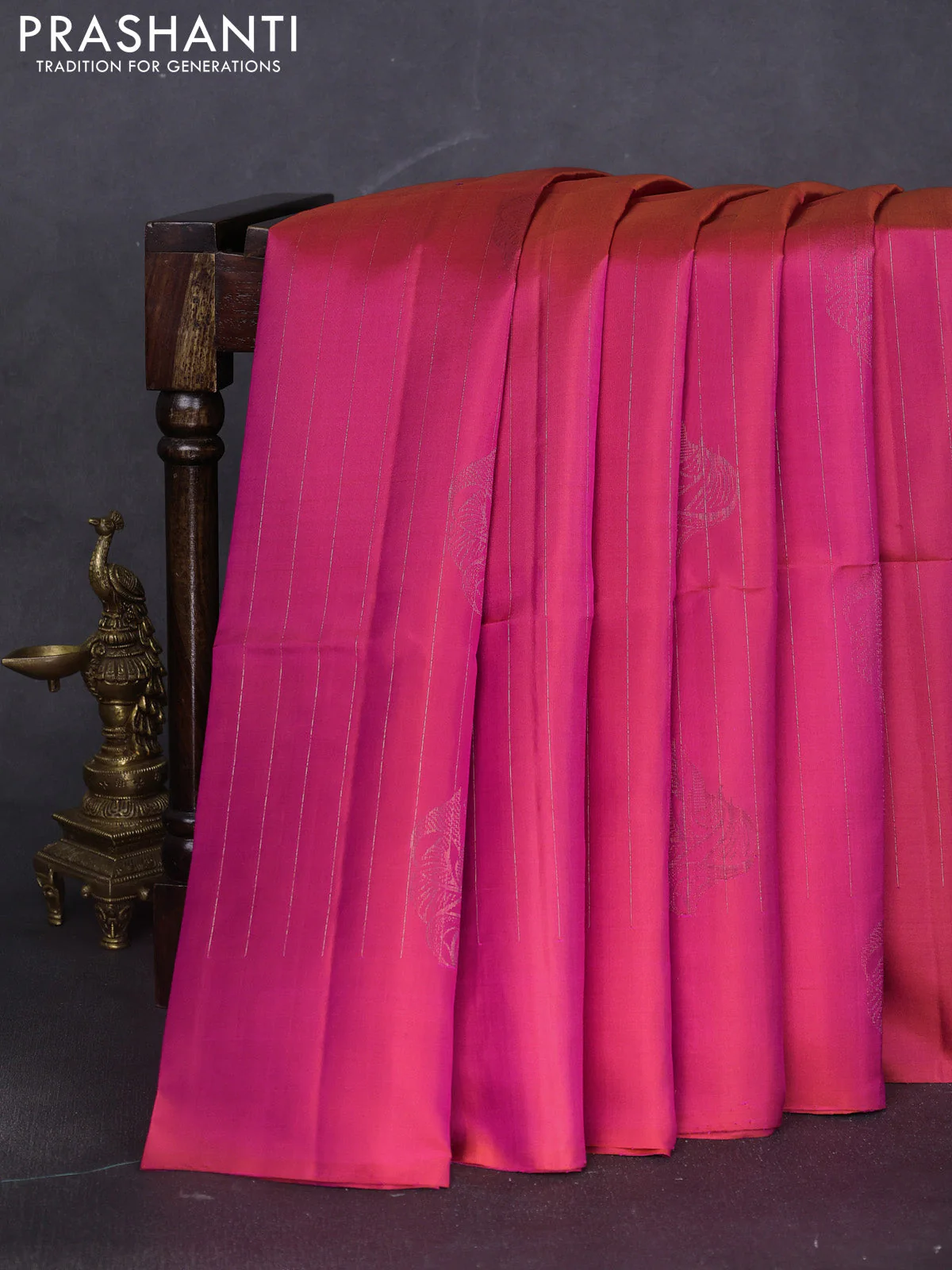 Pure soft silk saree dual shade of pink with allover zari weaves & buttas and zari woven butta border