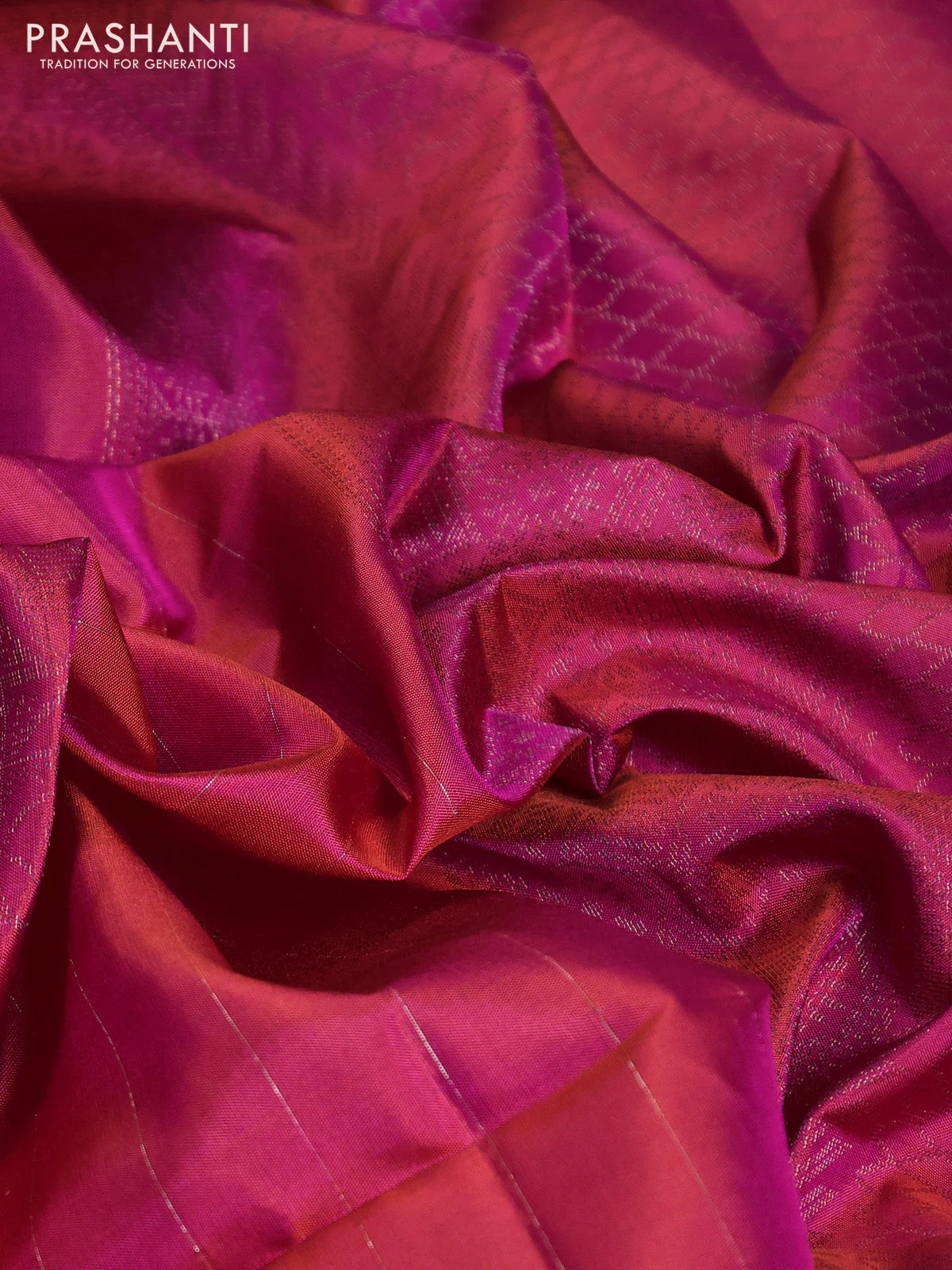 Pure soft silk saree dual shade of pink with allover zari weaves & buttas and zari woven butta border - Image 3