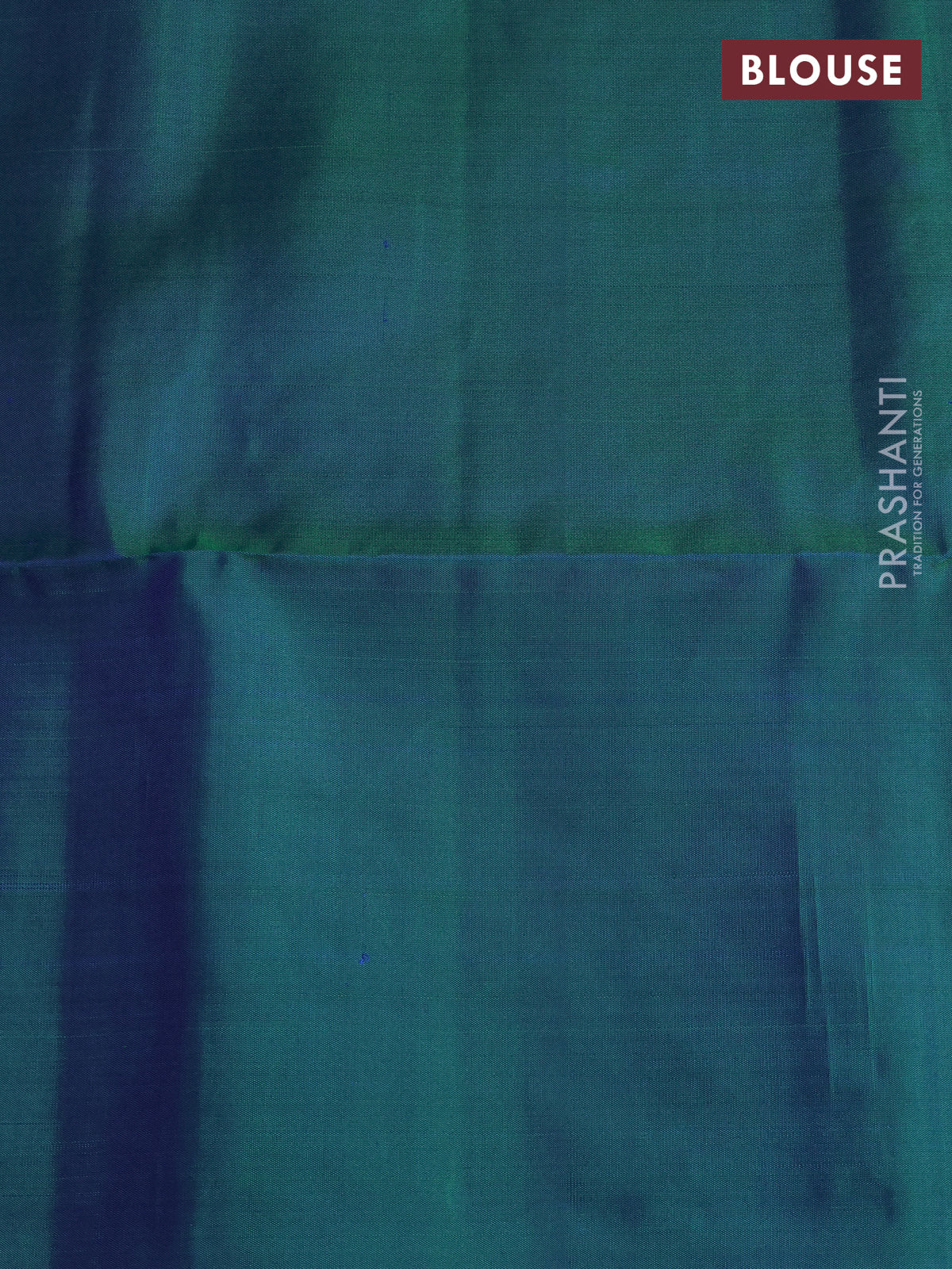 Pure soft silk saree dual shade of teal blue with thread & zari woven box type buttas in borderless style - Image 4