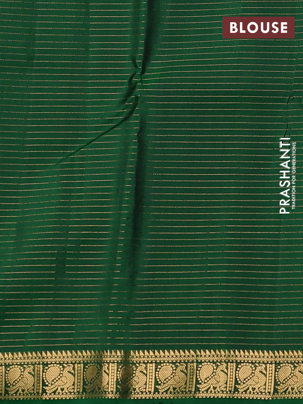 Pure soft silk saree green with allover zari checks pattern and zari woven border - Image 4
