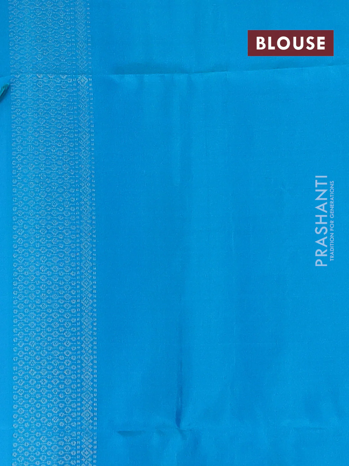 Pure soft silk saree lavender and teal blue with allover silver zari woven brocade weaves in borderless style - Image 4