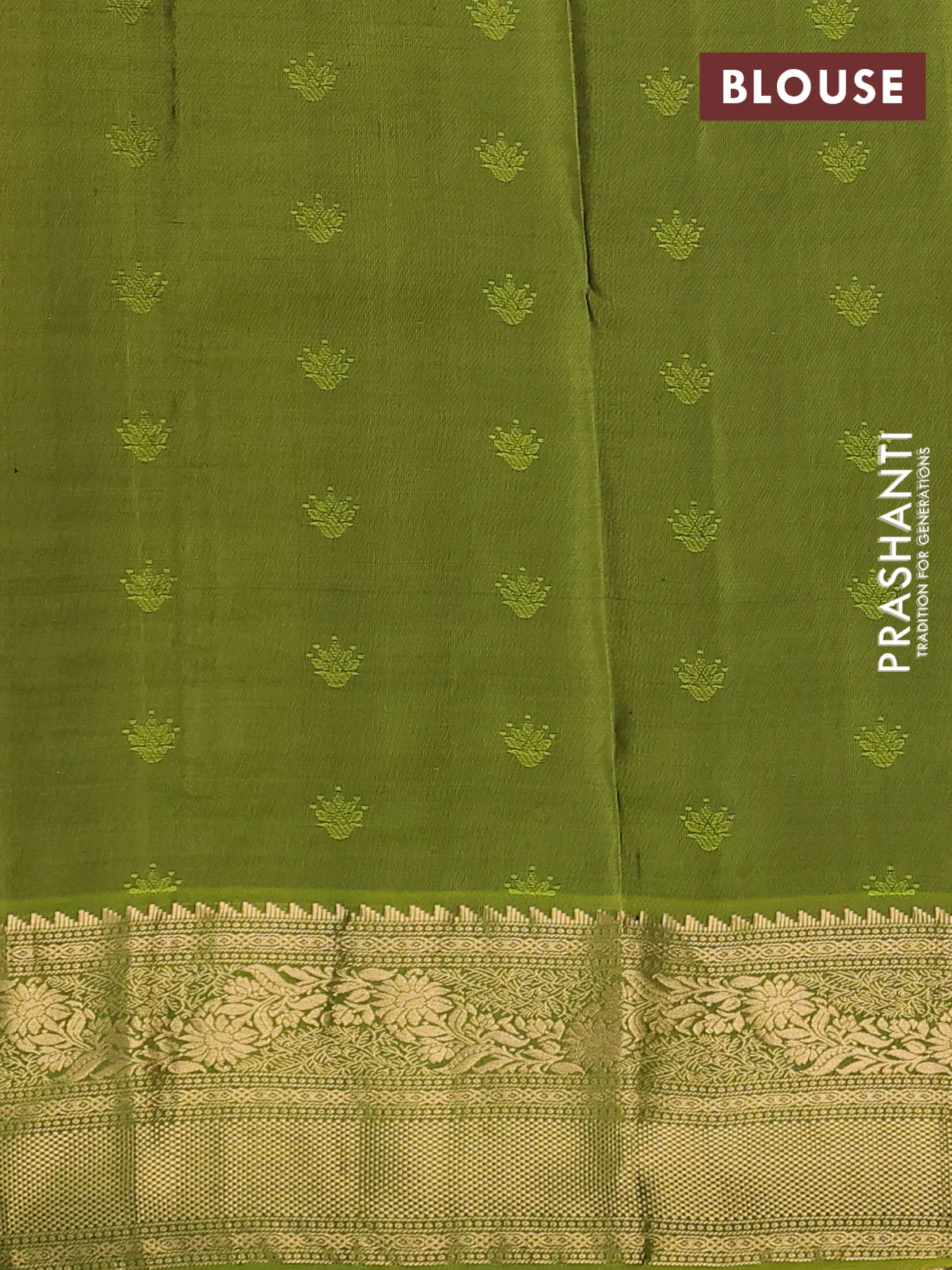 Pure soft silk saree magenta pink and green with allover zari woven buttas and rich zari woven border - Image 3