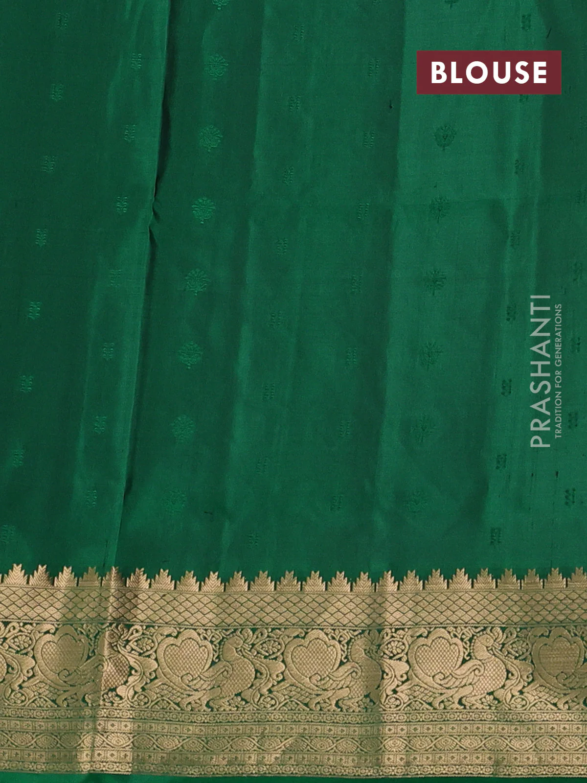 Pure soft silk saree maroon and green with allover zari woven buttas and annam zari woven border - Image 3