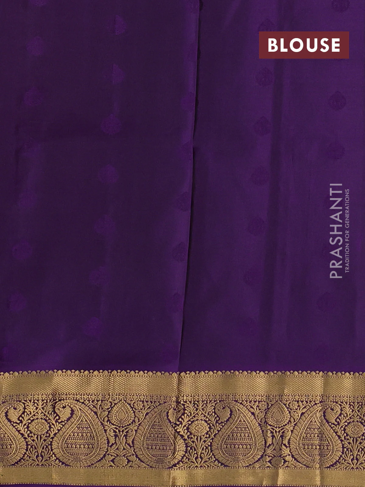 Pure soft silk saree maroon and violet with allover zari woven buttas and rich zari woven border - Image 3