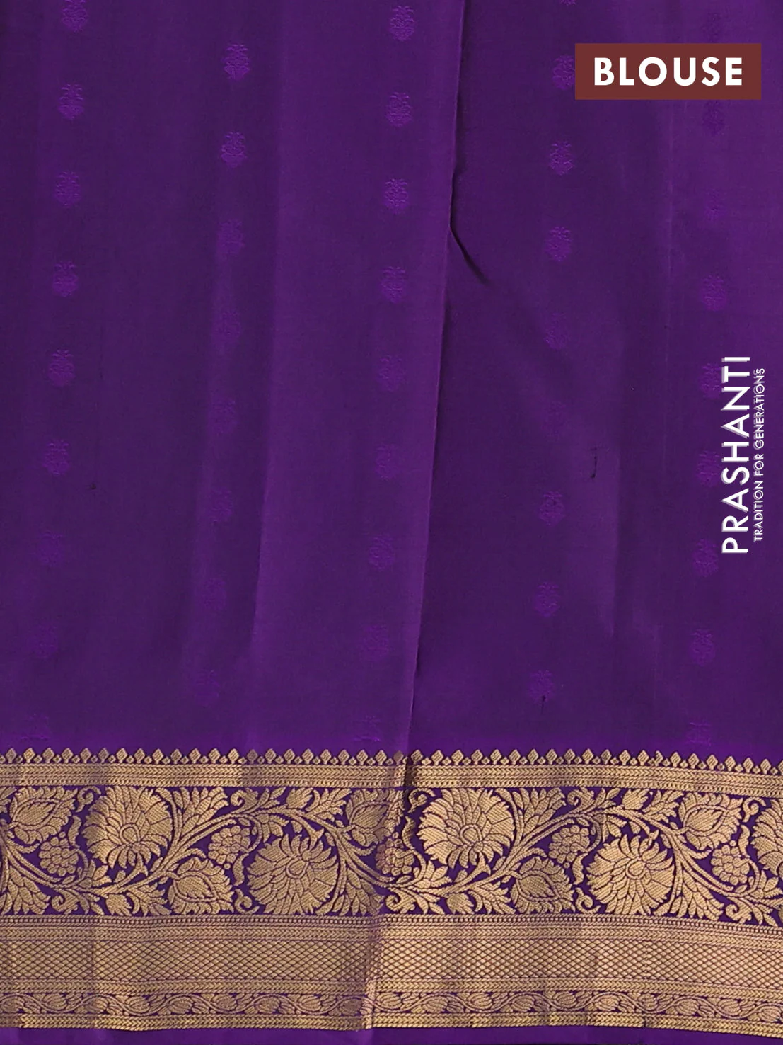Pure soft silk saree maroon and violet with allover zari woven buttas and rich zari woven border - Image 3