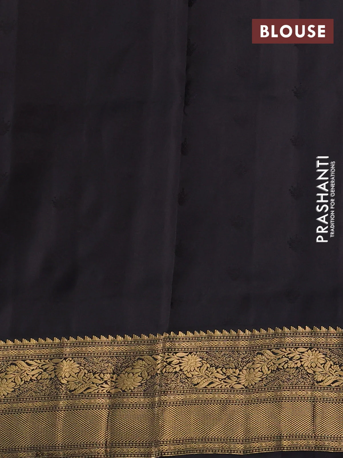 Pure soft silk saree mehendi green and black with allover zari woven buttas and rich zari woven border - Image 3