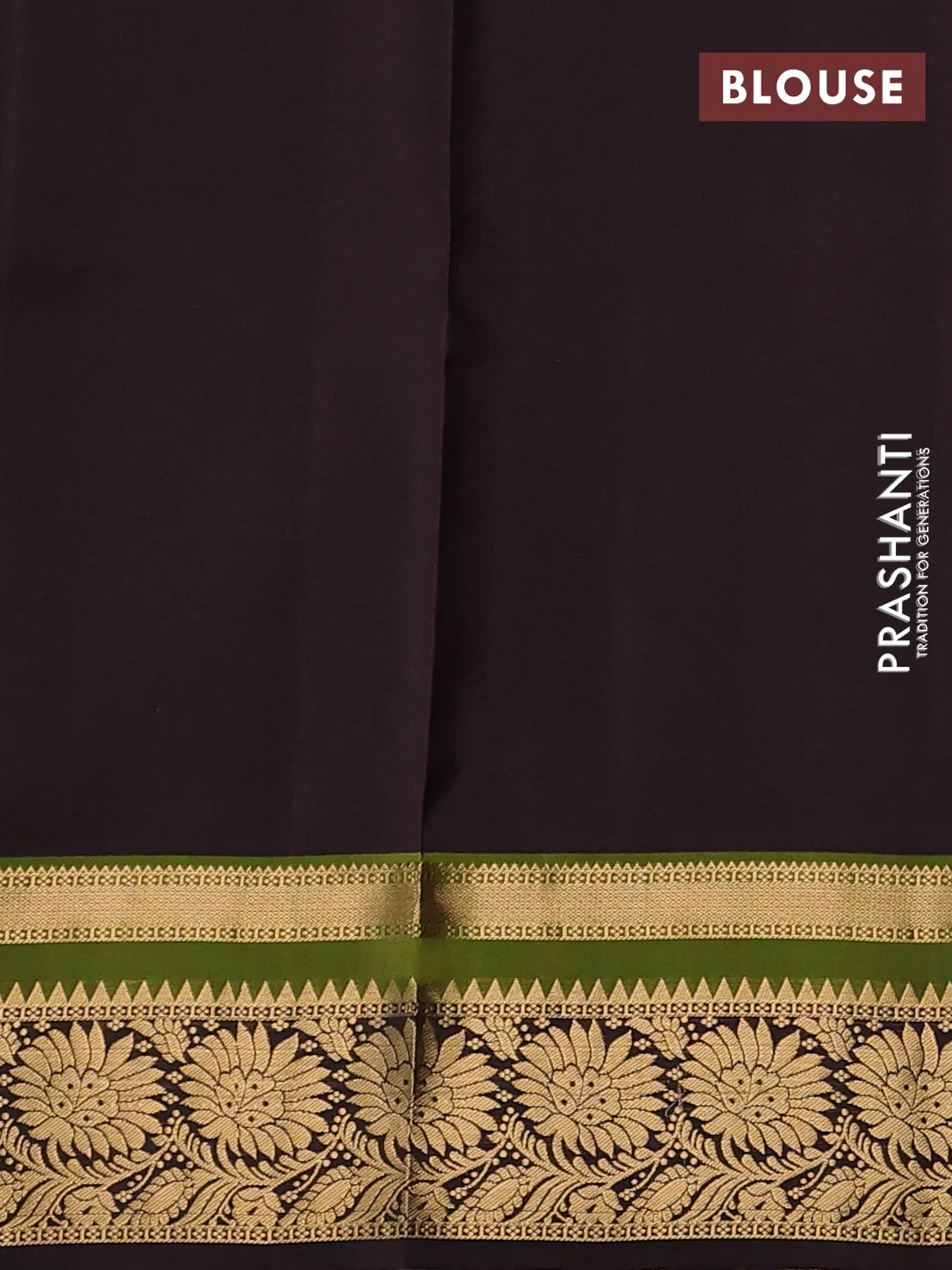 Pure soft silk saree mehendi green and coffee brown with allover zari woven buttas and zari woven floral border - Image 3