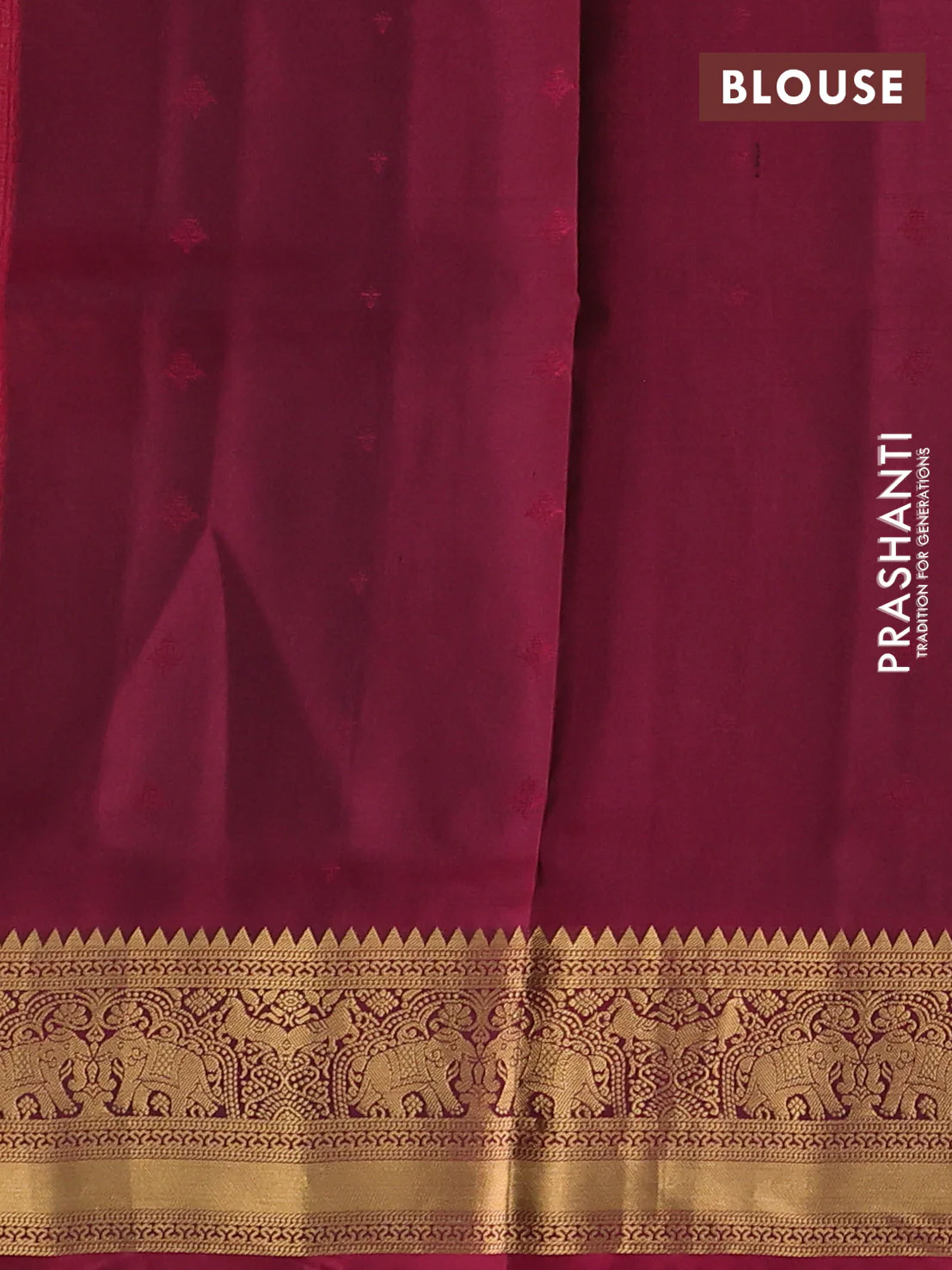 Pure soft silk saree mehendi green and dark pink with allover zari woven buttas and elephant zari woven border - Image 3