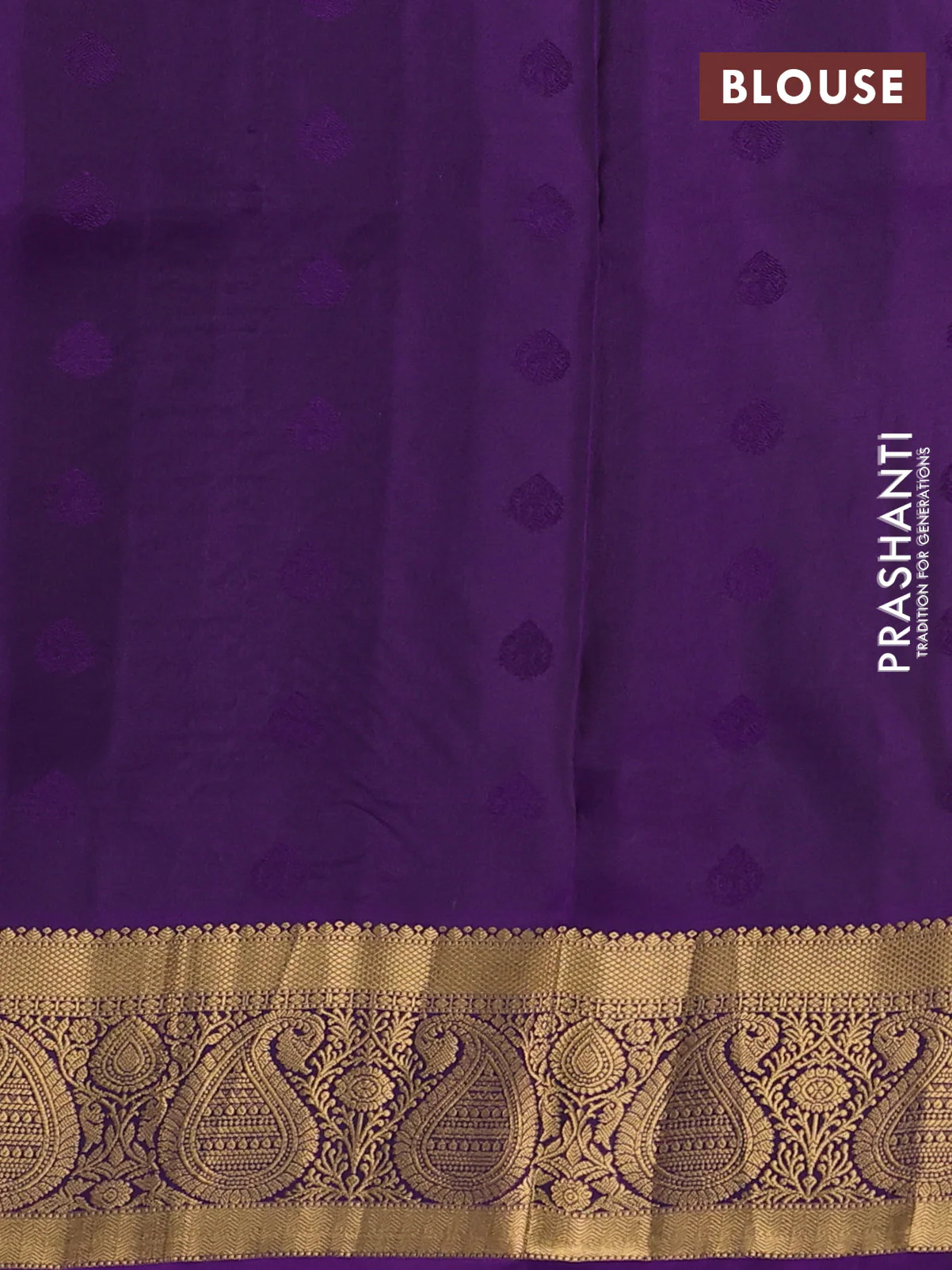 Pure soft silk saree mustard yellow and violet with allover zari woven buttas and rich zari woven border - Image 3