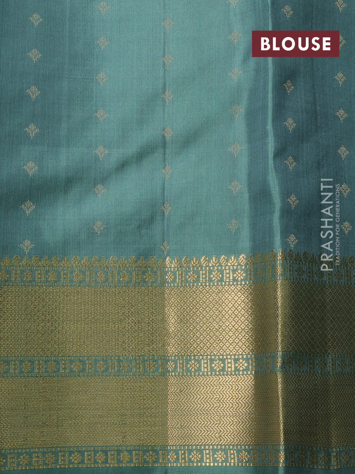 Pure soft silk saree pastel green with allover zari woven buttas and zari woven border - Image 4