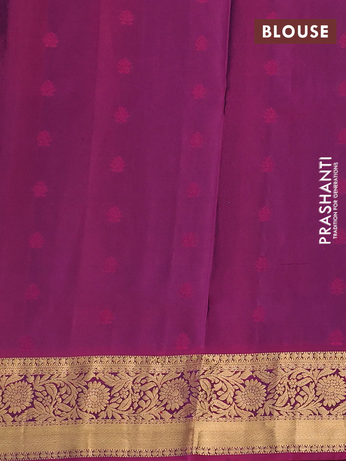 Pure soft silk saree peacock blue and dark magenta pink with allover zari woven buttas and floral zari woven border - Image 3