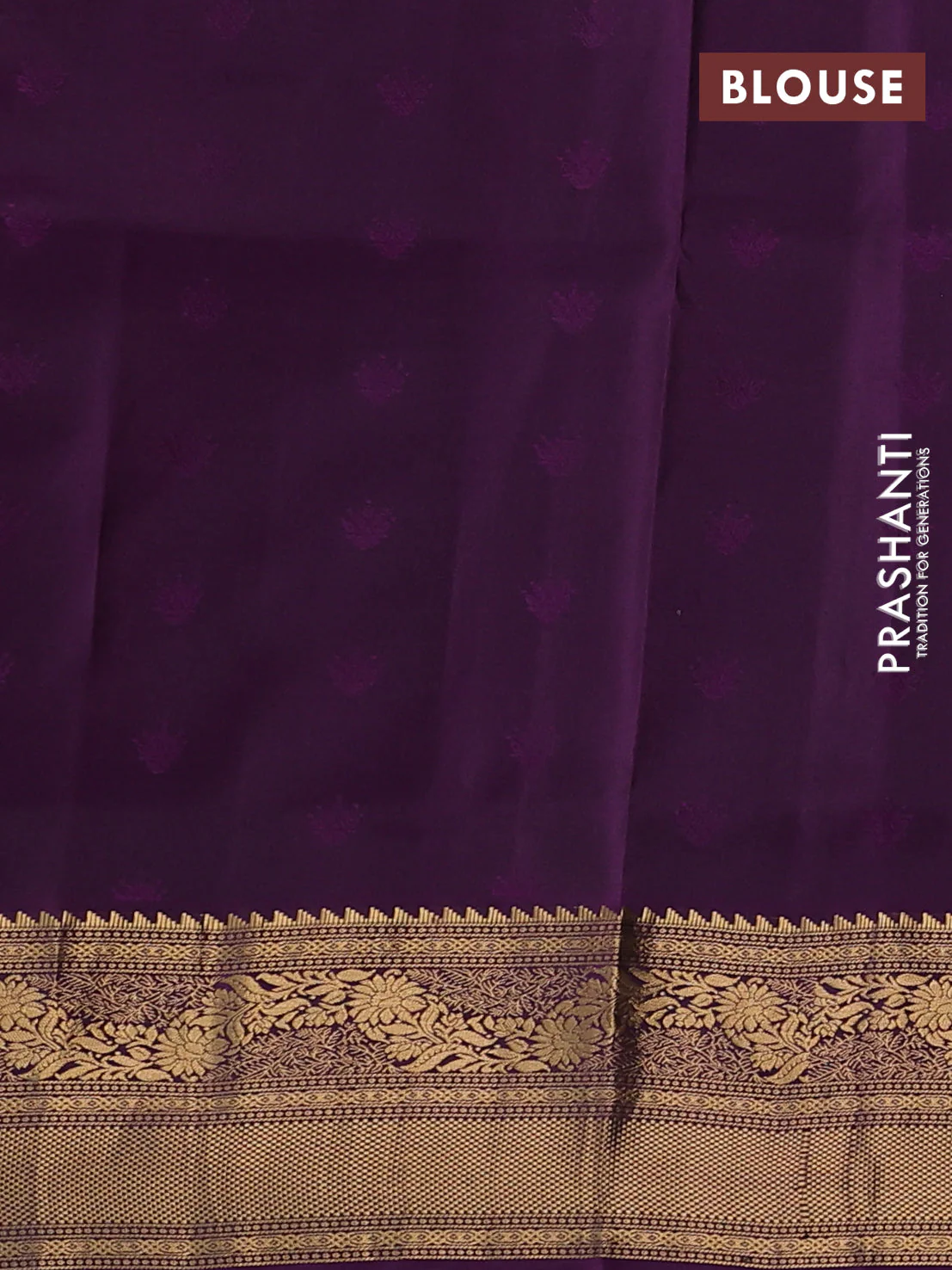 Pure soft silk saree peacock green and deep purple with allover zari woven buttas and rich zari woven border - Image 3
