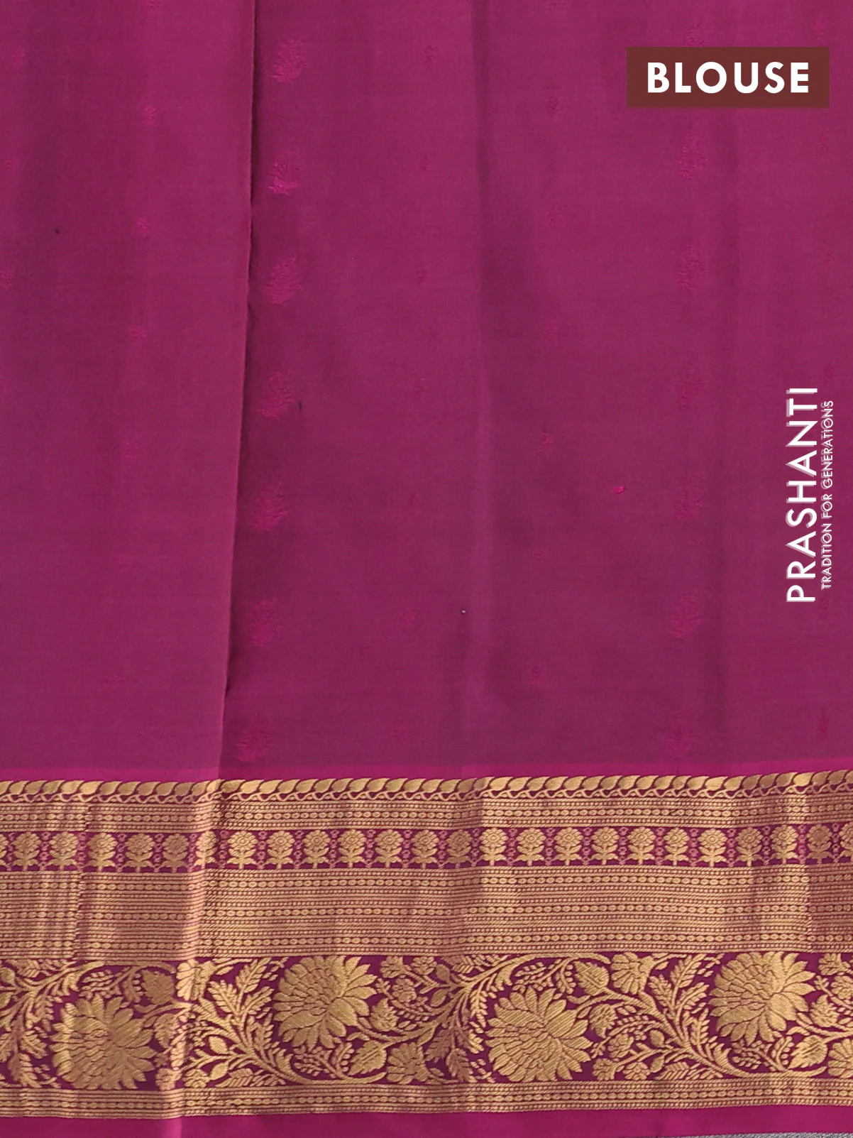 Pure soft silk saree peacock green and magenta pink with allover zari woven buttas and rich zari woven border - Image 3