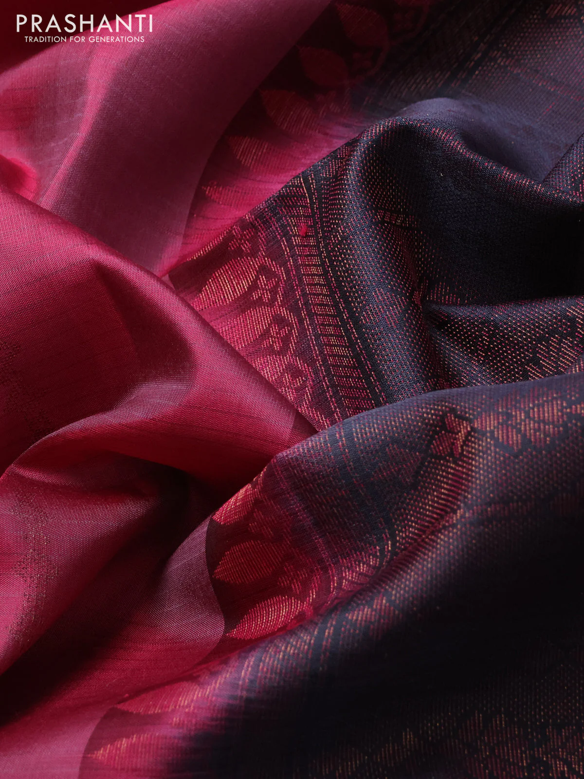 Pure soft silk saree pink shade and black with allover thread & zari weaves In borderless style - Image 3