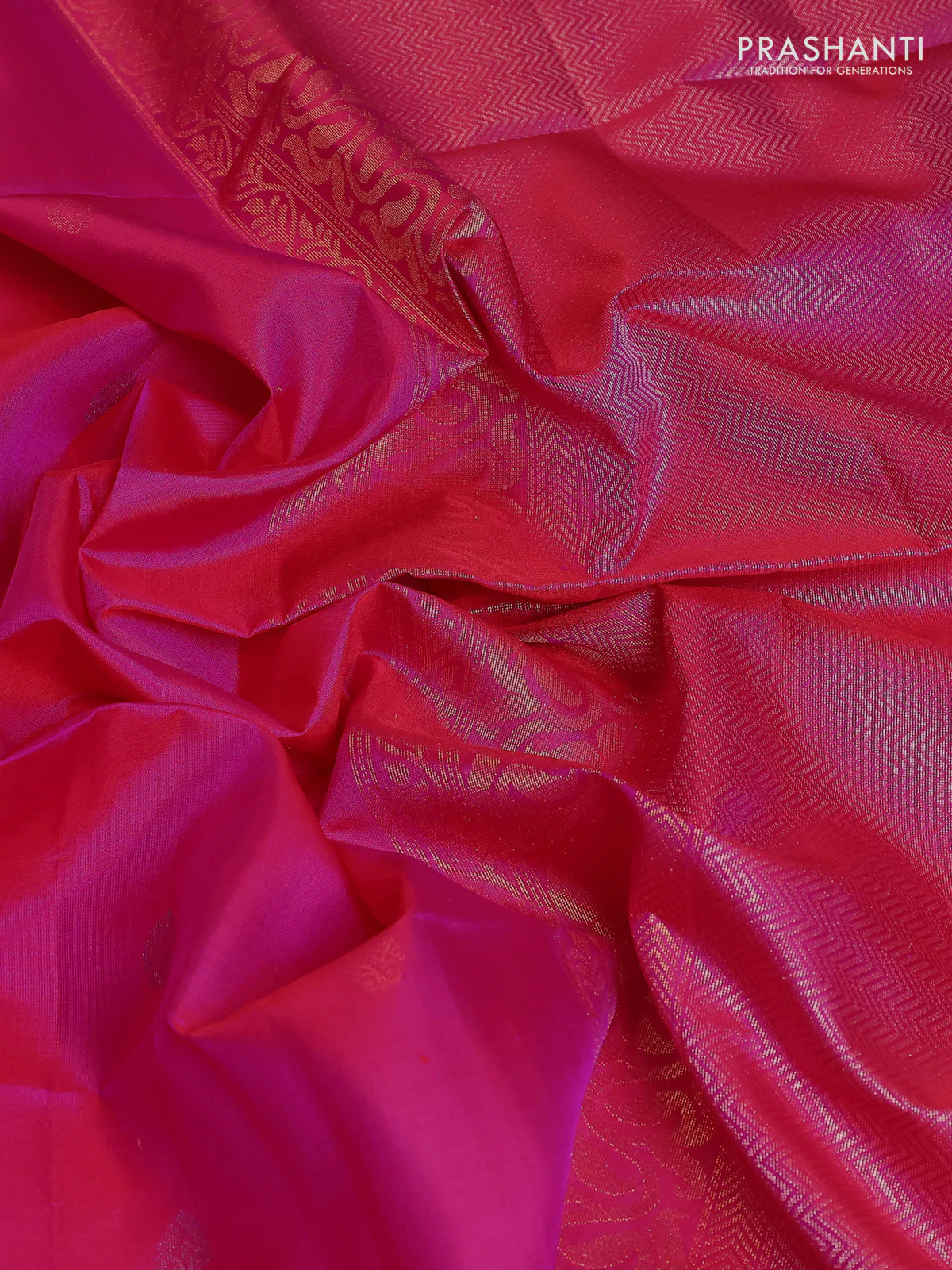 Pure soft silk saree pink with woven buttas and zari woven butta border - Image 3