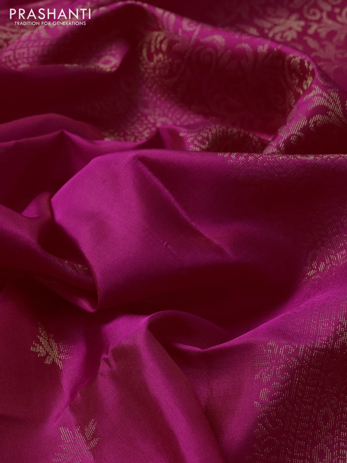 Pure soft silk saree pink with zari woven buttas and rich zari woven border - Image 3
