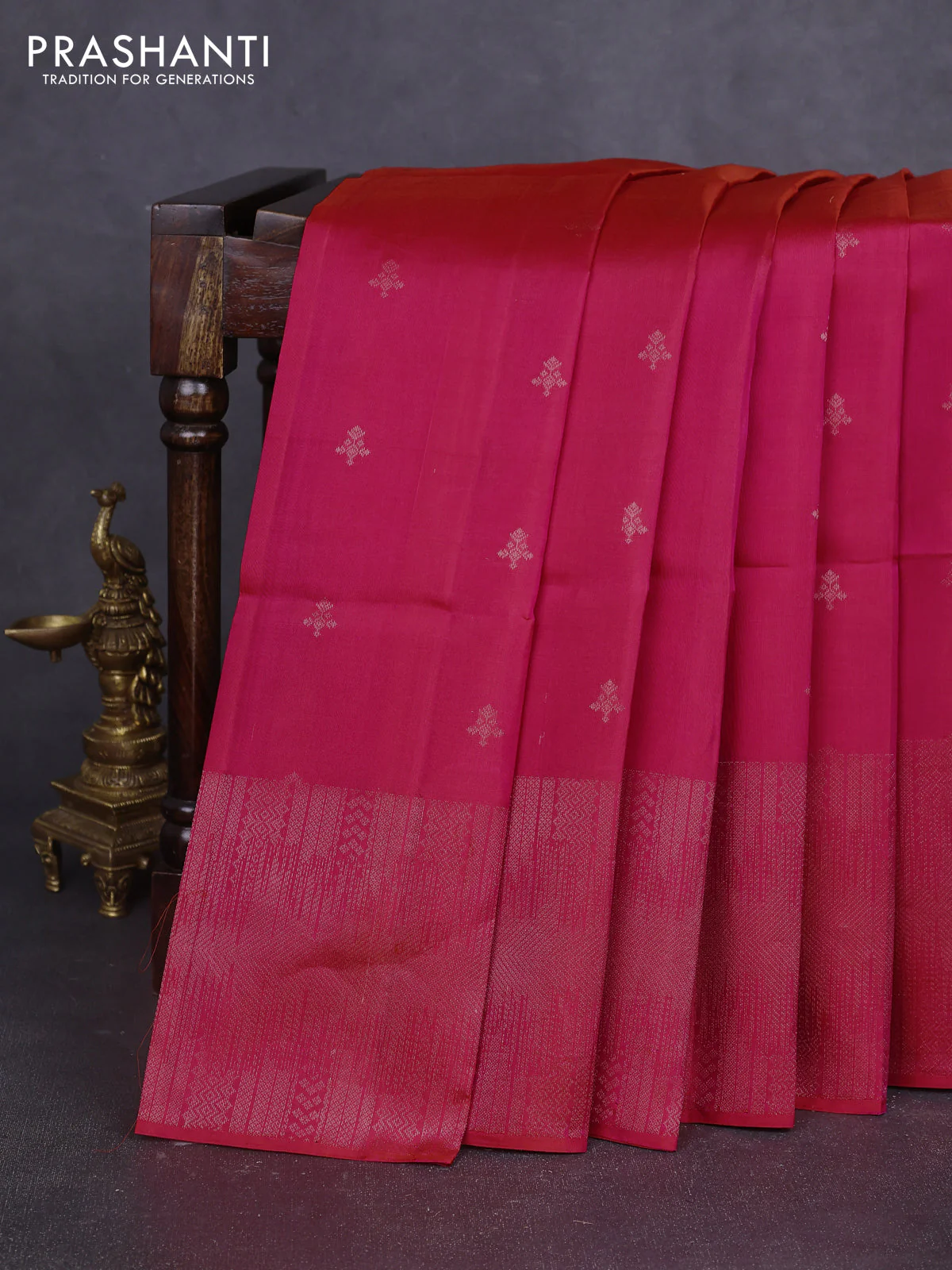 Pure soft silk saree pink with zari woven buttas and zari woven border