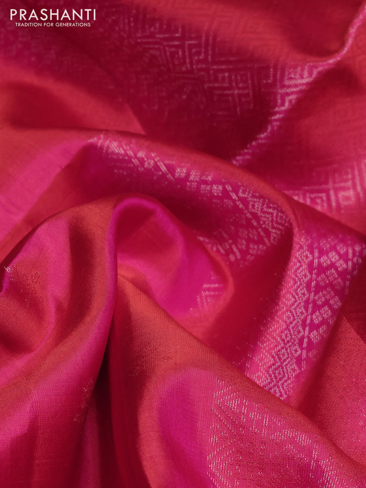 Pure soft silk saree pink with zari woven buttas and zari woven border - Image 3