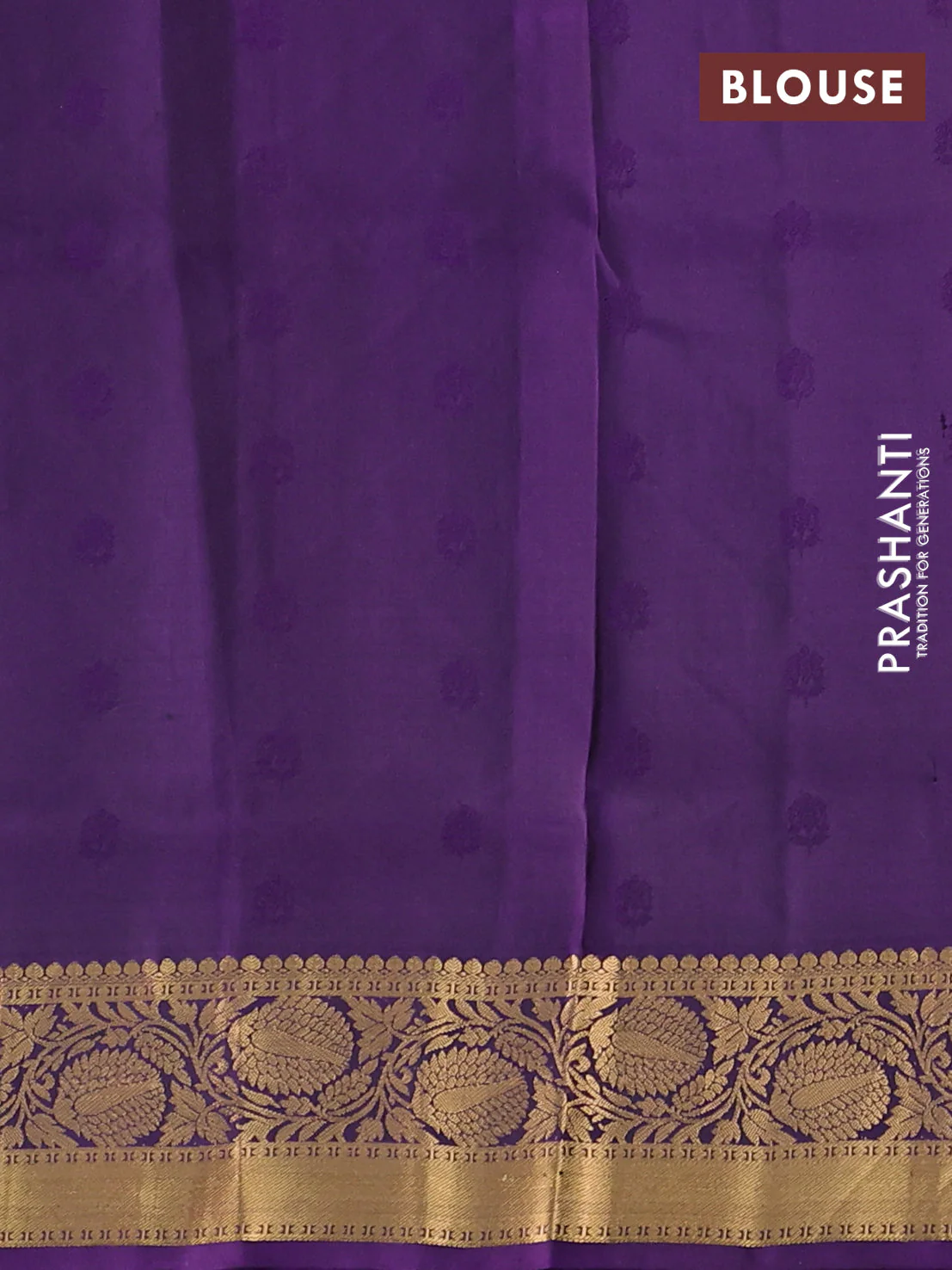 Pure soft silk saree purple and deep purple with allover zari woven buttas and floral zari woven border - Image 3