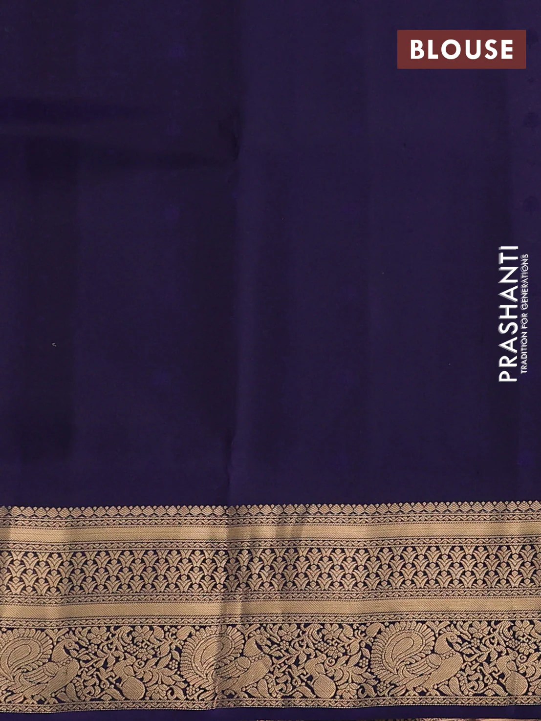 Pure soft silk saree purple and navy blue with allover zari woven buttas and zari woven annam border - Image 3
