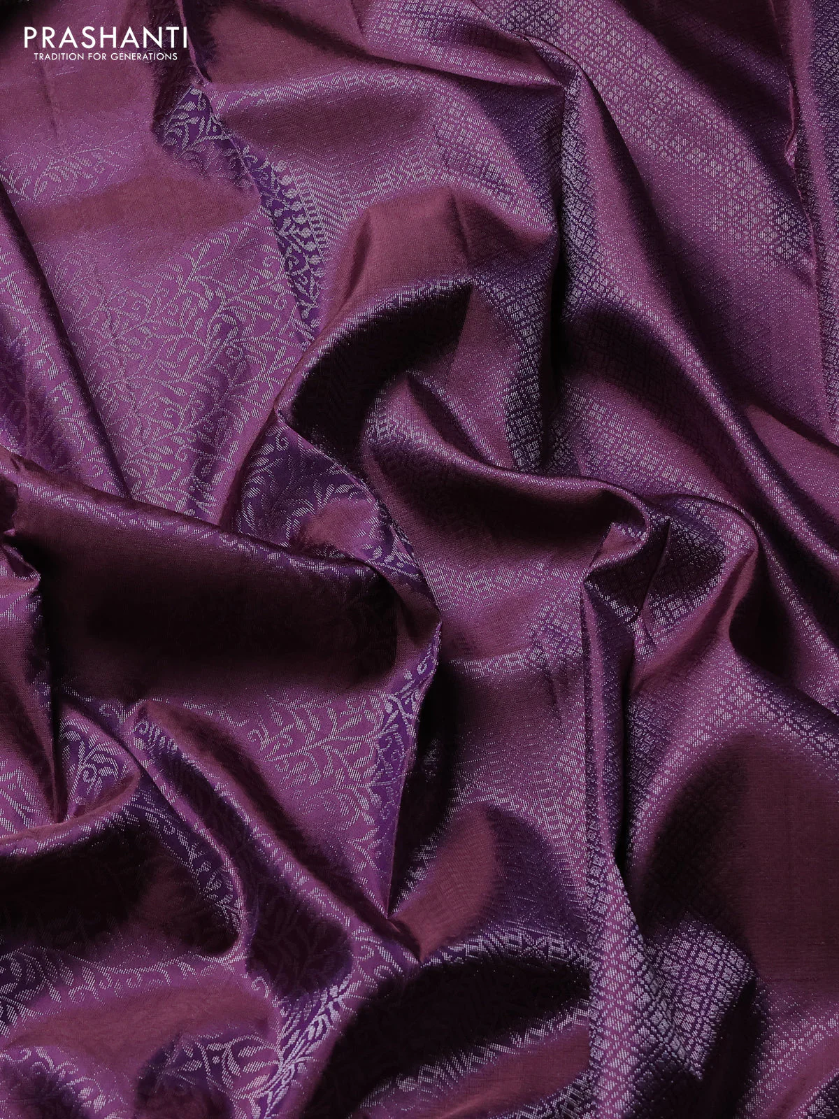 Pure soft silk saree purple with allover zari brocade weaves and zari woven border - Image 3