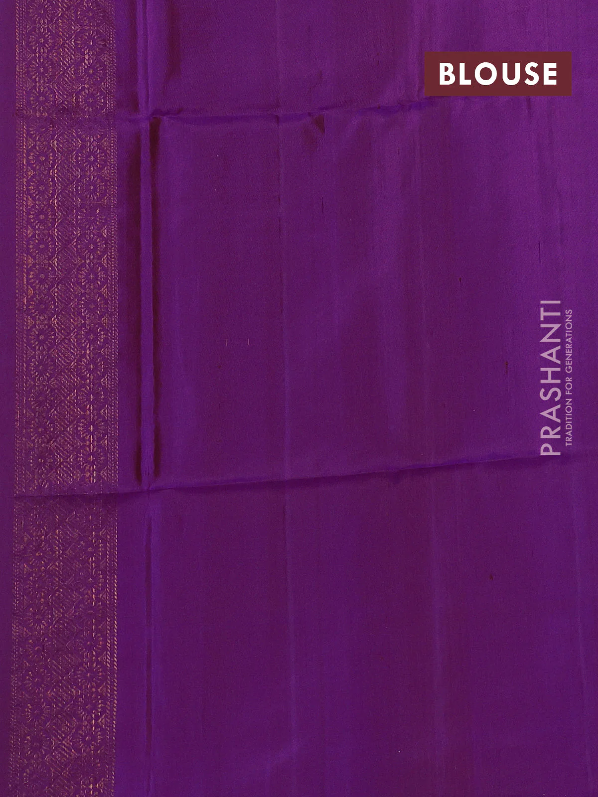 Pure soft silk saree purple with allover zari stripe & buttas in borderless style - Image 4