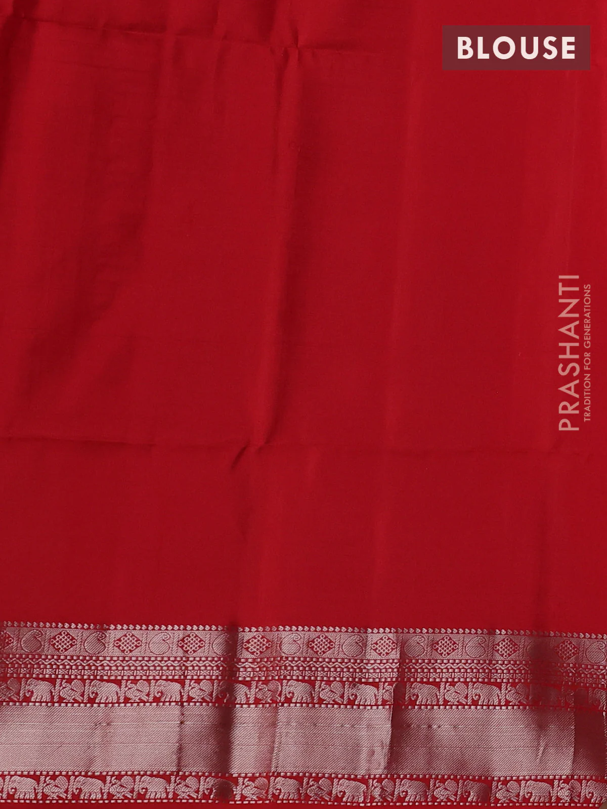 Pure soft silk saree red with allover silver annam zari woven buttas and zari woven border - Image 4