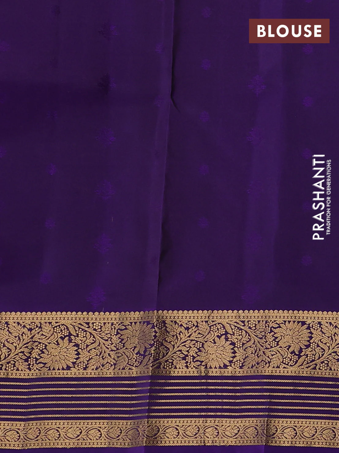 Pure soft silk saree rust shade and violet with allover zari woven buttas and floral zari woven border - Image 3